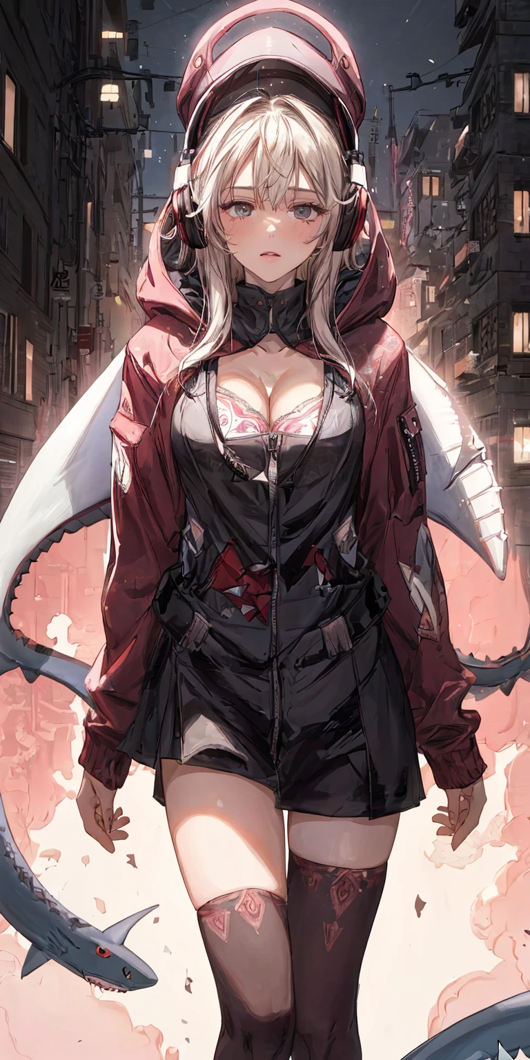 1female，35yo，Japanese，gigantic cleavage breasts，Pornographic exposure， solo，（Background with：ln the forest，the rainforest，In summer） She has long pink hair，standing on your feet，Sweat profusely，drenched all over the body，seen from the front， hair straight， dishiveredhair，mostly cloudy sky，（（（tmasterpiece），（Very detailed CG unity 8K wallpaper），best qualtiy，cinmatic lighting，detailed back ground，beatiful detailed eyes，Bright pupils，blue color eyes（Very fine and beautiful），（Beautiful and detailed eye description），ultra - detailed，tmasterpiece，）），facing at camera，A high resolution，ultra - detailed），revealing breasts，Bare genitals， Bulge，Camel toes，Raised sexy，Flushed complexion，Open-mouthed，frontage，baseball cap，（Wearing：Red baseball jacket，with no underpants，Black jumpsuits）nakeness，high-heels