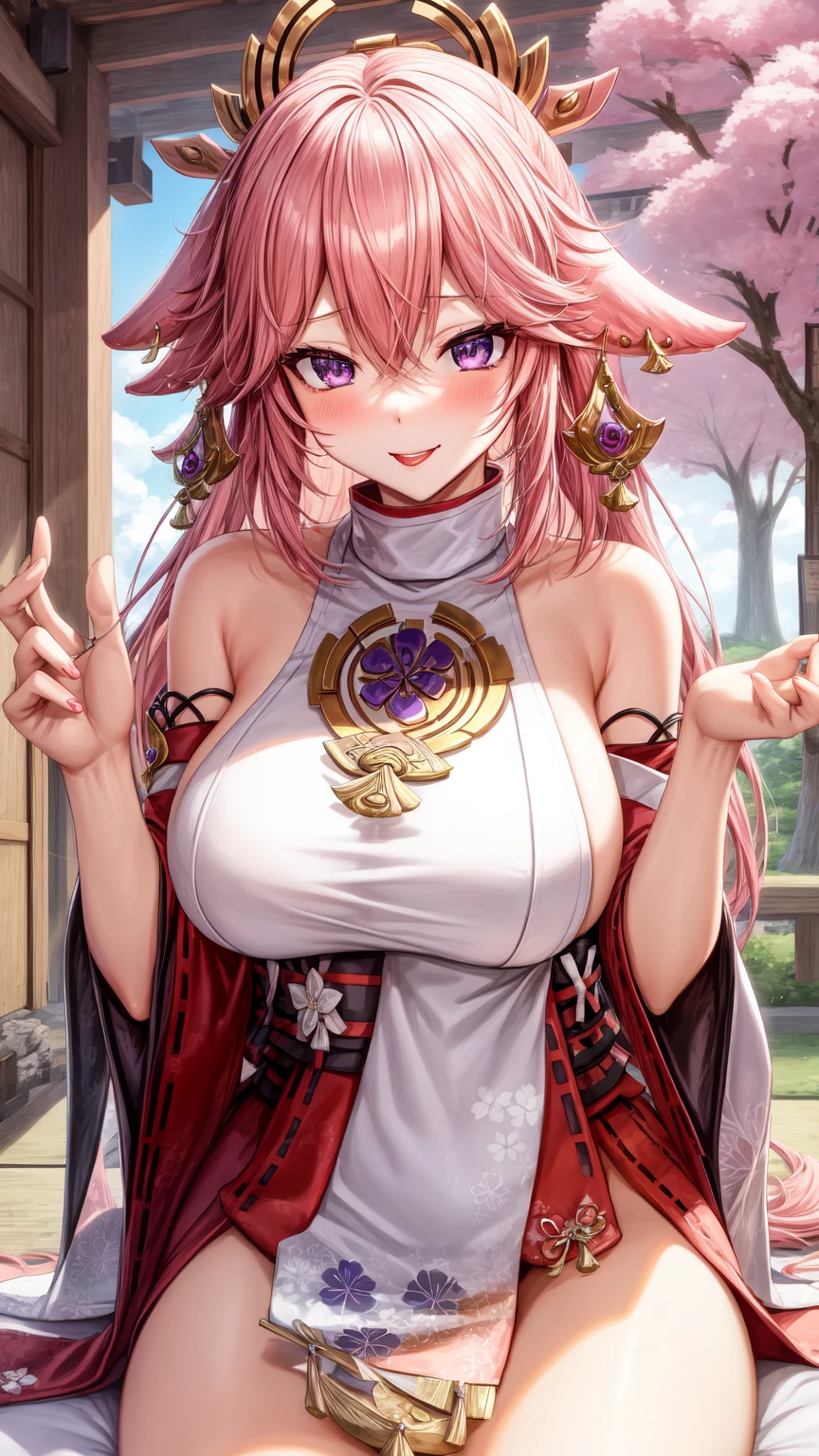 Yae Miko, Peitos grandes, penis in hand, hentai