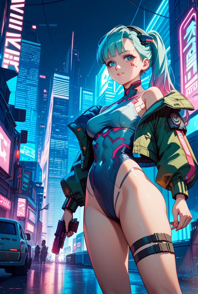 ((seductive girl:1.2))、((cyberpunk:1.2))、((Futuristic:1.2))、digitial illustration, Center, The chest is dewy, Exposing the chest, exposing the skin, Full body shot, intricate detailes, Shiny rubber suit, Catsuit, Sexy body lines, Abstract, Standing with open legs, highleg、((Glossy realistic skin texture:1.2))、((shiny skin:1.2))、((Meticulously drawn hands))、perfect anatomy、masterpiece, ultra-detailliert, 8k, hiquality, Top image quality, Smooth texture、Sharp Focus, watercolor