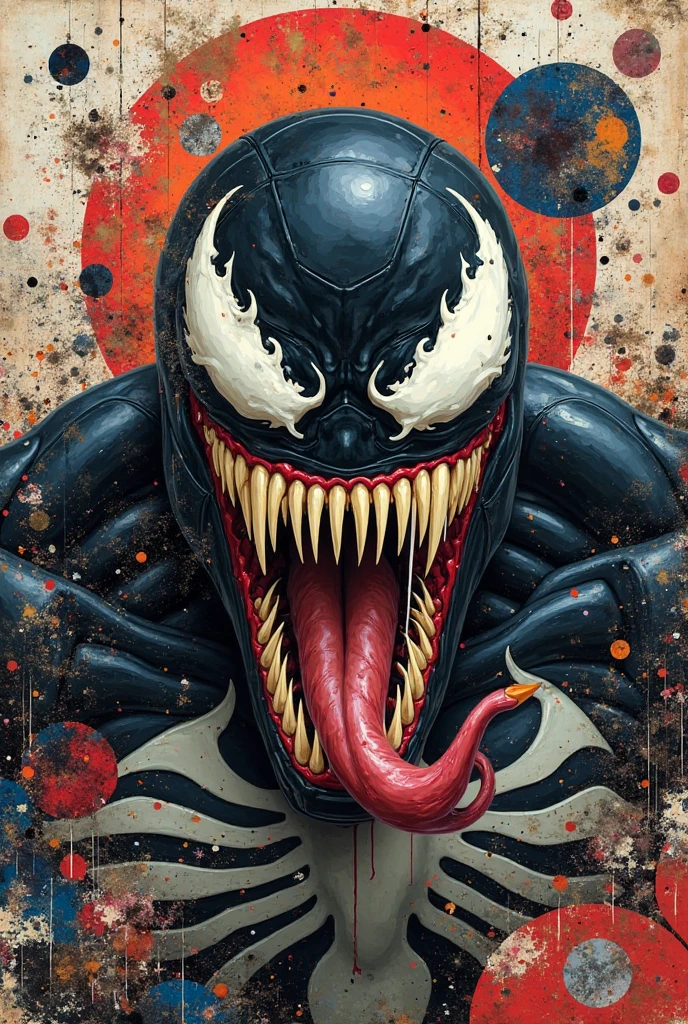 black and red ink, created the enigmatic form of the Marvel character, Venom. Sketch, Manga Sketch, Pencil drawing, Black and White, Manga, Manga style, Low detail, Line art, vector art, Monochromatic,