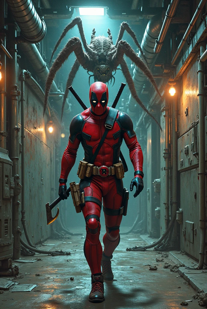 deadpool marvel ,Bodybuilder, super strong, muscular, ABS, in background asgard, 35mm lens, photography, ultra details, HDR, UHD,8K