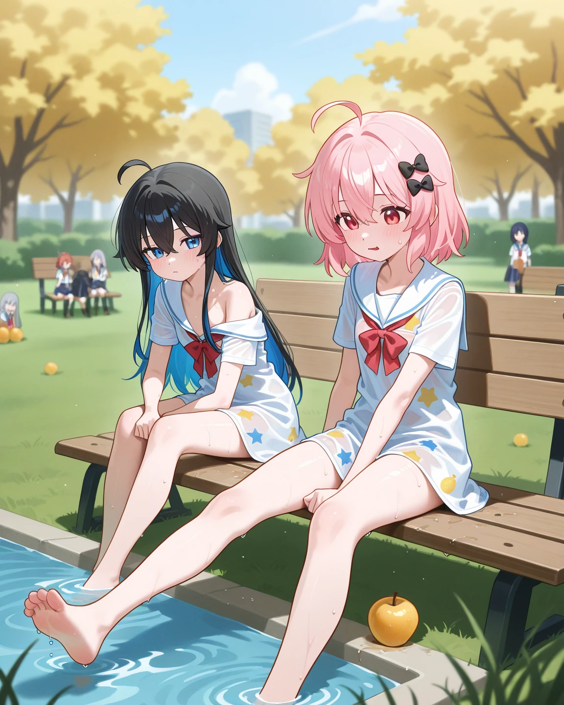 Pink hair　magical little girl　　School swim wear