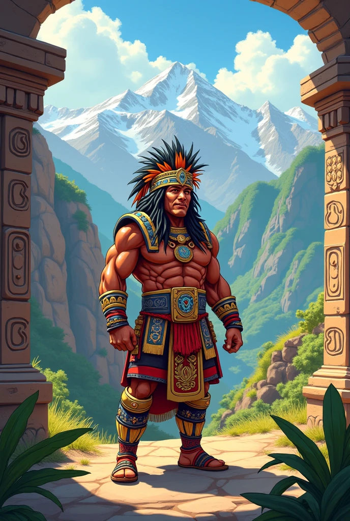 animated peruvian inca god doing exercise