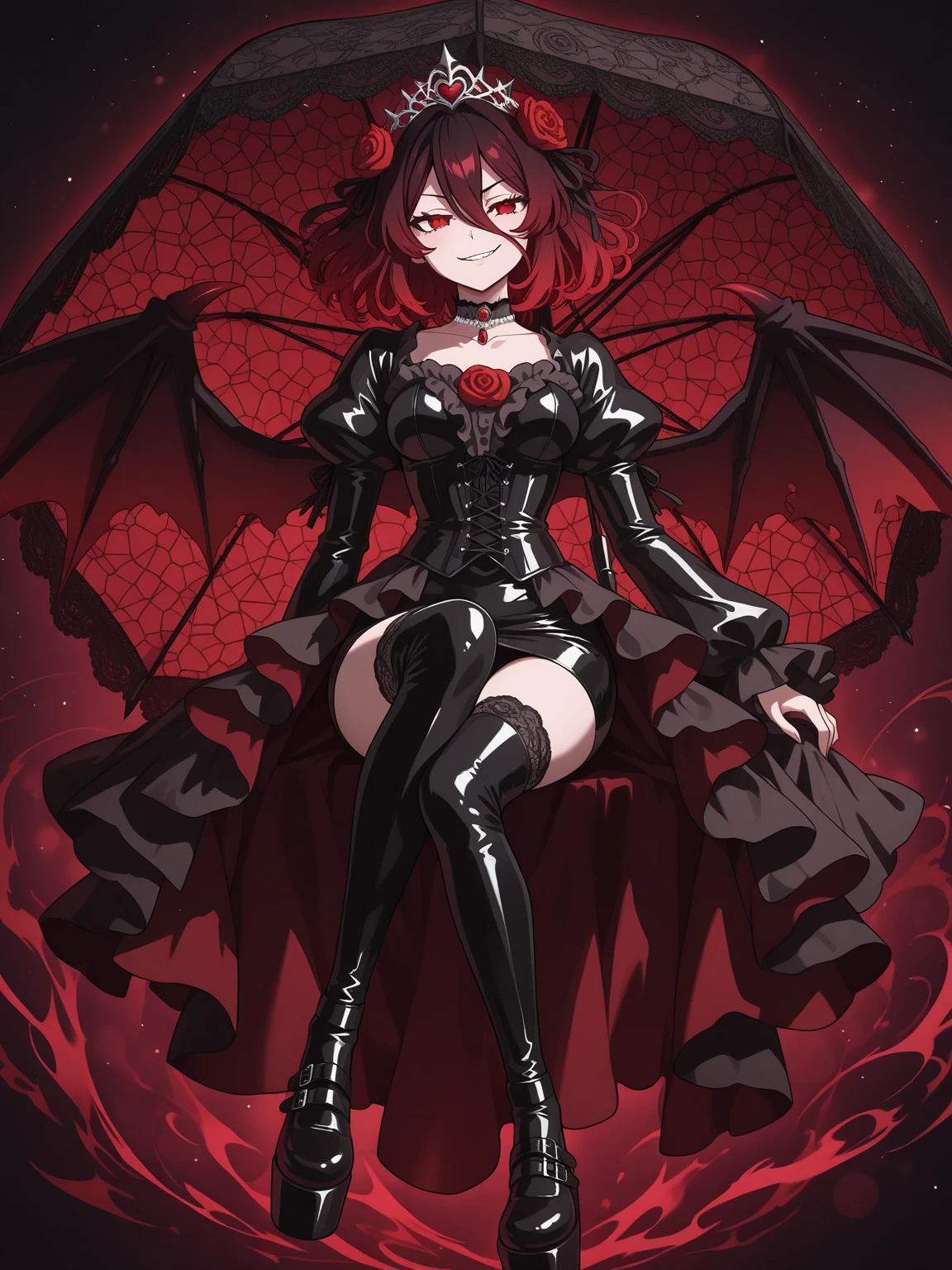 2.5D
(score_9, score_8_up, score_7_up)
1girl, girl demon, red hair, red eyes, wings, claws, black dress, beautiful_face
\\ Made with ONE FOR ALL checkpoint by Chaos Experience @ https://civitai.com/user/ChaosExperience/ \\