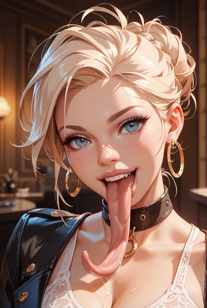 mulher sorridente com longos cabelos pretos e uma jaqueta preta, tiktok video, ela expressando alegria, She is grinning, she is smiling and excited, ela tem um rosto bonito, Filmagens de baixa qualidade, instagram story, low quality video, ela tem dentes brancos perfeitos, she is smiling and happy, She is laughing, lovely smile, mutahar rindo, sorriso muito grande