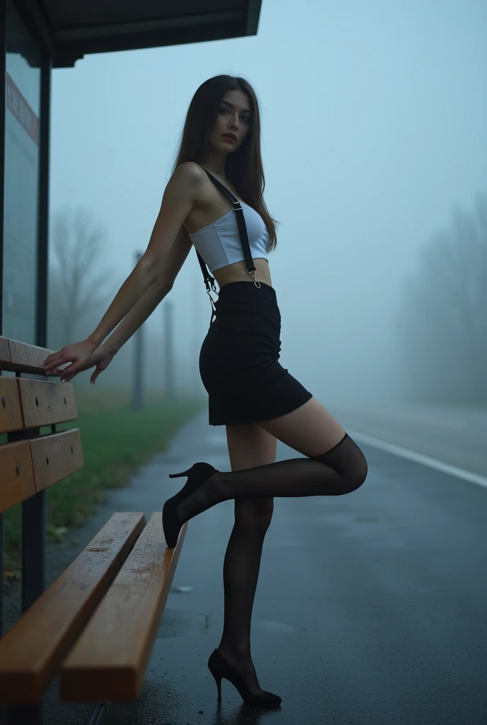 Move the center of gravity back，Feet forward with your hands outstretched，put both feet in the hand circle，very embarrassed，There are panties，Thin leg，leotard skirt，knees at 90 degrees，heels on the ground，hands in front of your feet，Hold your legs，kneeling down，pedestrian walkway，RAW photos，8K，HighestQuali，