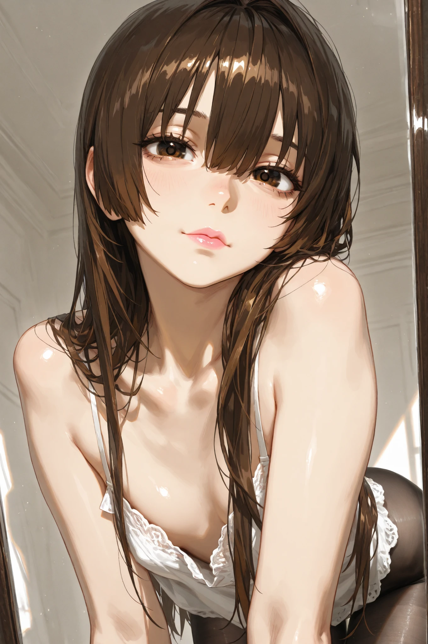 woman, cute,Big eyes, Long eyelashes, sexy, Perfect body,12-year-old girl, (Small breasts:1.2), Delicate body, Young pink nipples, (Nearly naked:1.2), (Full nudity:1.2), sexual expression,Show off your armpits, Face covered in white semen, Breasts covered in white sperm, A girl covered in a lot of sperm,