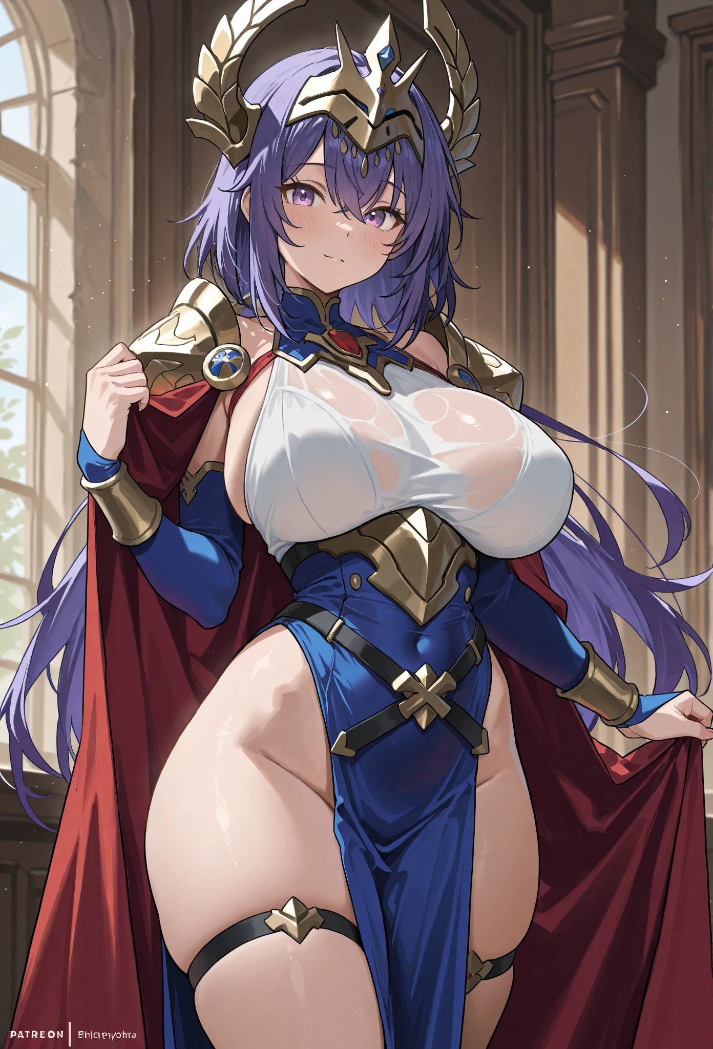 (masterpiece), best quality, expressive eyes, perfect face, solo, , 
long hair, wavy hair, blunt bangs, purple hair, green eyes, flat chest, black t-shirt, smile, open mouth, short sleeves, 
forest, night, fireworks, sexy pose, (NSFW), anime, anime screencap, gigantic breasts, huge breasts, woman wearing full bodystocking, necromancer, raven, MILF, (very large breast), milf, (mature female), gloves, earrings, navel focus, capes, Elegant body, curvaceous but thin, the woman have beautiful detailed eyes, detailed textures, otherworldly ruins, fantasy, RPG, Dark atmosphere, extreme shading, masterpiece, best quality, milf, mature female, milfication, The armor covers her breasts and abdomen, ultra mega hyper ultra mega hyper ultra mega super big and beastly huge breasts. ((vampire fangs and Vampire wings))