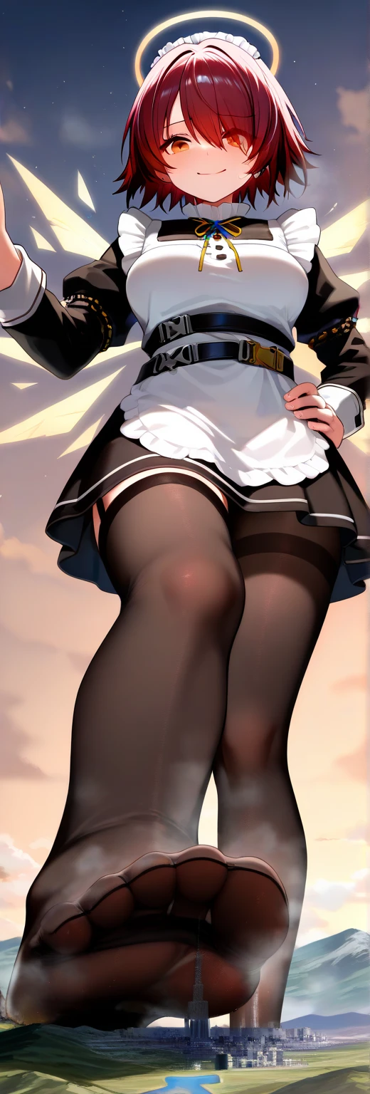 White hair , short hair, pinched eyes, (big-:1.5), Thin legs, thin body, leather collar, Maid outfit victorian, dynamic pose, full body, view from below, wide hips, kneel on the sheet in bed. purple skin, drow elf