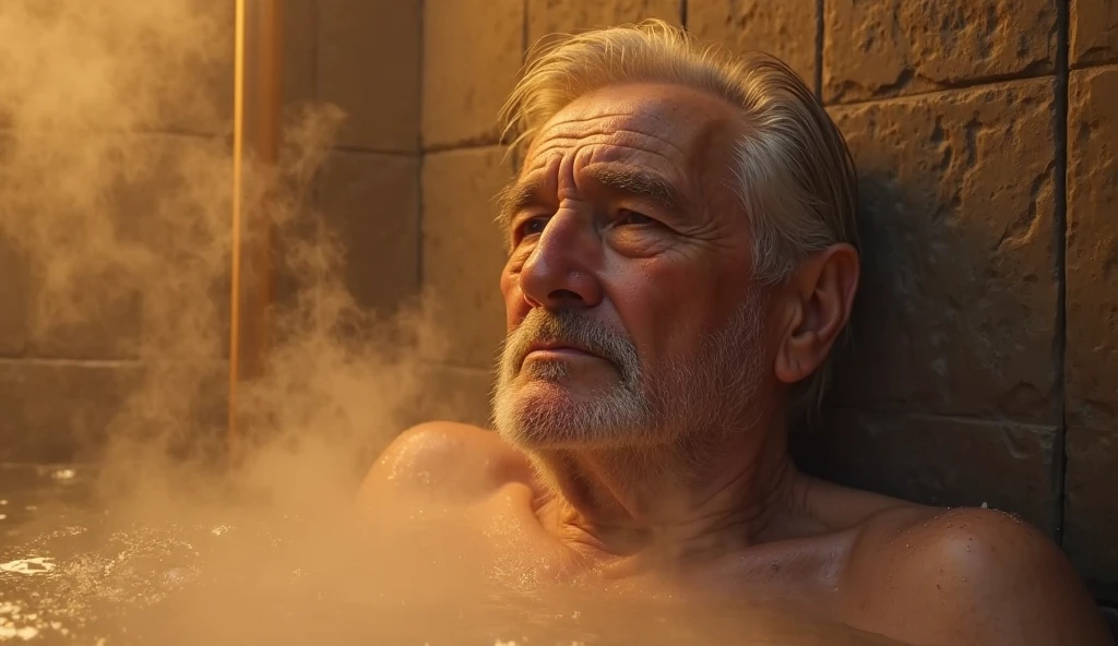 The hot, handsome grandpa elegant butler is soaking in a big bathtub, his legs spread open, his arms resting on the sides. He looks relaxed and at ease, with a cocky, confident grin on his face. The heat of the water is making him flushed, and he's sweating a little, his body glistening with moisture. He looks damn sexy and comfortable, like he's enjoying himself immensely, his muscular body on full display.that's both seductive and a little bit wild. He's got a fierce, concentrated look on his face, like he's really enjoying himself, and his expression. Gay porn masturbating. Long 40 cm penis. Hairy pupic hair. Horny. Need to cum. His face is a mixture of lust and frustration, like he's really desperate and in need of release. He's clenching his jaw and biting his lip, his expression a little bit pained, like he's trying to hold back but can't anymore. He's looking at you with wild, intense eyes, pleading. Mouth open burping loud. like he's begging you to help him, to give him the release he needs. He looks like he's on the edge, like he's ready to explode His whole body is tense and taut, his muscles flexing and straining, like he's struggling to hold back. He looks incredibly hot and sexy, his face a mixture of desire and need. You can tell he's getting close to the edge, and he needs just a little bit more to push him over.