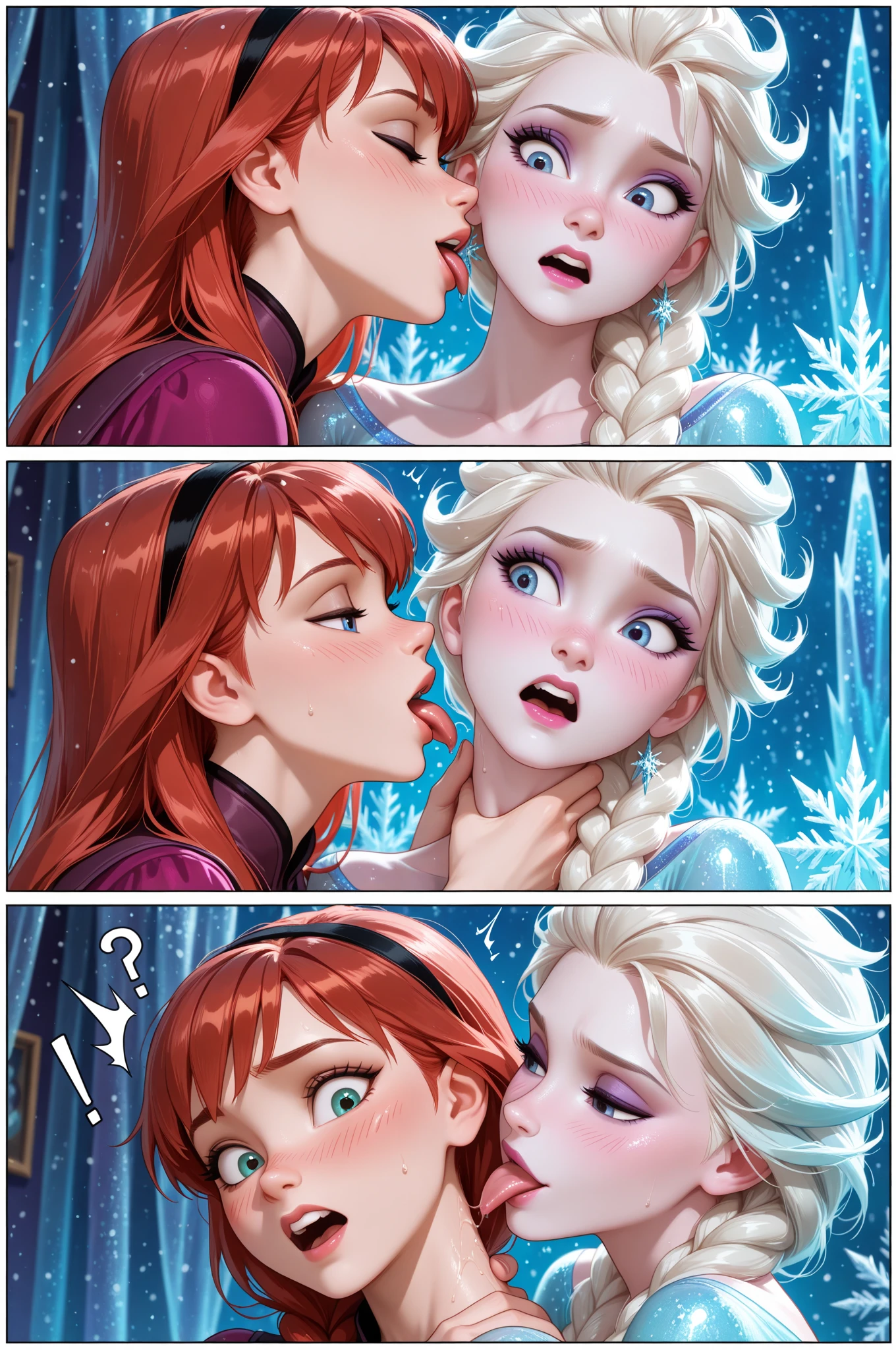 Masterpiece, 2 girls, sexl, big breasts, kisses, elsa and anna, double gag, tied, elsa from frozen, anna from frozen, frozen