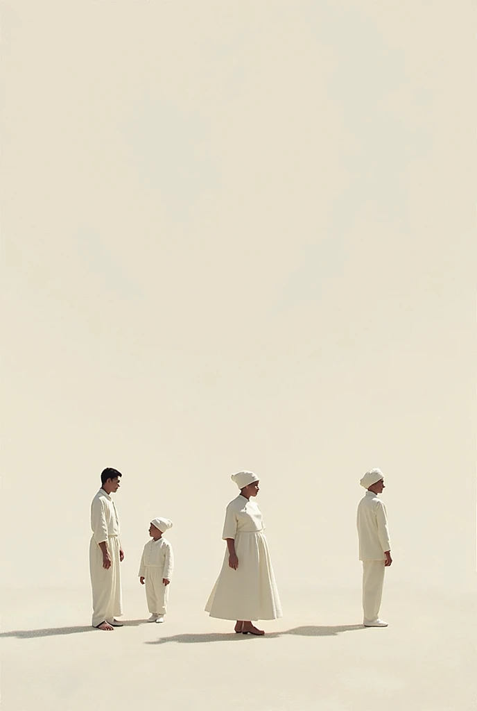 Old photograph with 1 girl and 3 boys with 1 pregnant woman with cloth tied around her head on a sandy road.
