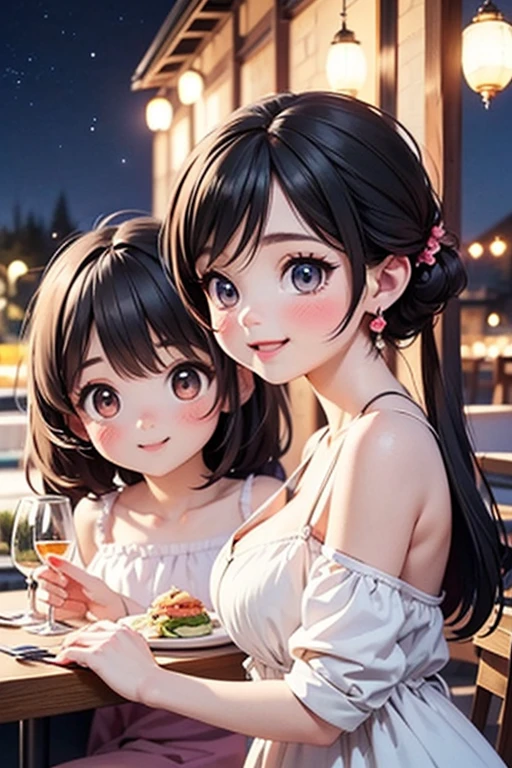highest quality、High resolution、Detailed Background、(Beautiful face in every detail:1.4)、Anatomically correct、(Hide your fingers:1.3)、(Detailed facial expressions)、(Detailed eyes:1.2)、(Detailed eyes:1.2)、Beautiful women in their 20s、(Highly detailed face:1.4)、Cute hair colour、well-groomed eyebrows、(Huge breasts:1.2)、Bobcut、Long Hair、Hairstyles that add waves and curls、Cute hairstyle、Cute Eye Makeup、Cute Lip Makeup、Perfect body line、
(Two beautiful women spending time in an elegant and extraordinary space:1.5)、
Wide々Sitting on the private terrace of the villa、Spend some time relaxing、With a cool drink in hand、The way she relaxes elegantly is wonderful.、While looking at the beautiful scenery、Enjoy a conversation with your partner、
Walking along the private beach、Enjoy the view illuminated by the setting sun、Walking along the beach, holding hands、Spend time alone with your partner、Enjoy a cocktail at the beachside bar、watch the sunset、
Overlooking the blue ocean of Miyako、Resort with private beach、The rooms have wide ocean views.々Villa type、Spa and Fitness、Fully equipped with various water activities、High-class service and delicious food are a big hit、
A summer dress with an off-the-shoulder design gives a cool feeling、
Elegant materials such as silk and chiffon create a luxurious feel.、
The medium length and A-line silhouette are cute and mature.