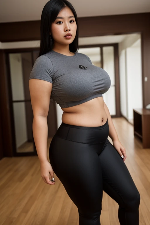 midnight,hotel,on the sofa,1women,40 yearsold,fat,long breasts,sweat,Sport wear,japanese,darkness,faint light,low brightness,((fullbody)),Ultra realistic photo