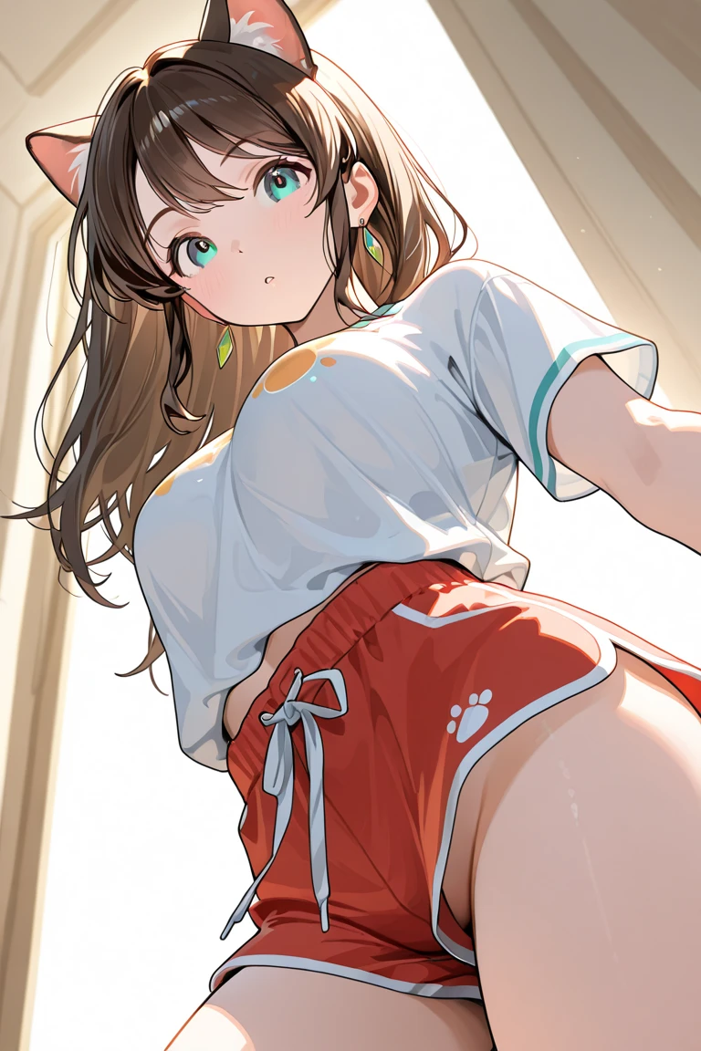 masterpiece,Highest quality,1 ,alone,blush with embarrassment,Pokémon-like art style,(bold:1.6),(flat:1.5) ,独奏,small breasts,Thin thighs,(White sweater dress,tight dress),ponytail,Brown Hair,blush with embarrassment,Thigh to head,,loli, body,,cute,baby face