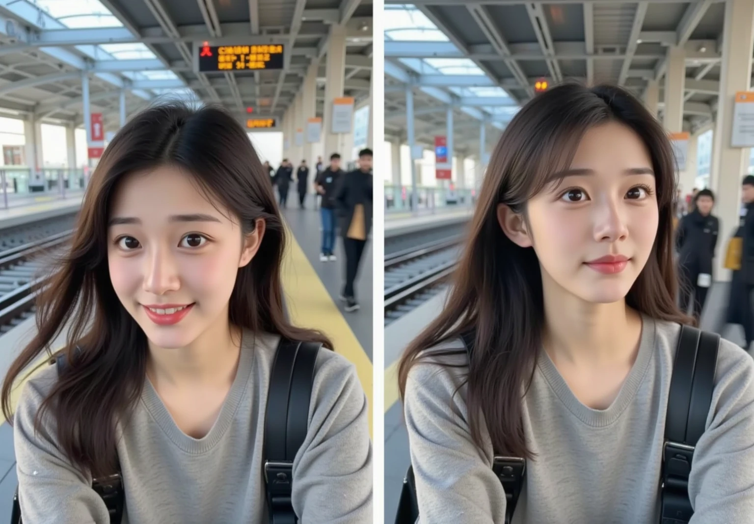 ((best quality, 8k, masterpiece: 1.3)), sharp focus: 1.2, Beautiful woman with perfect body: 1.4, slim abs: 1.2, short bob, White knit dress, Retail ban, fat biceps, distance: 1.2, wet body: 1.1, Highly detailed face and skin texture, good eyes, double eyelid, big, laugh, whole body