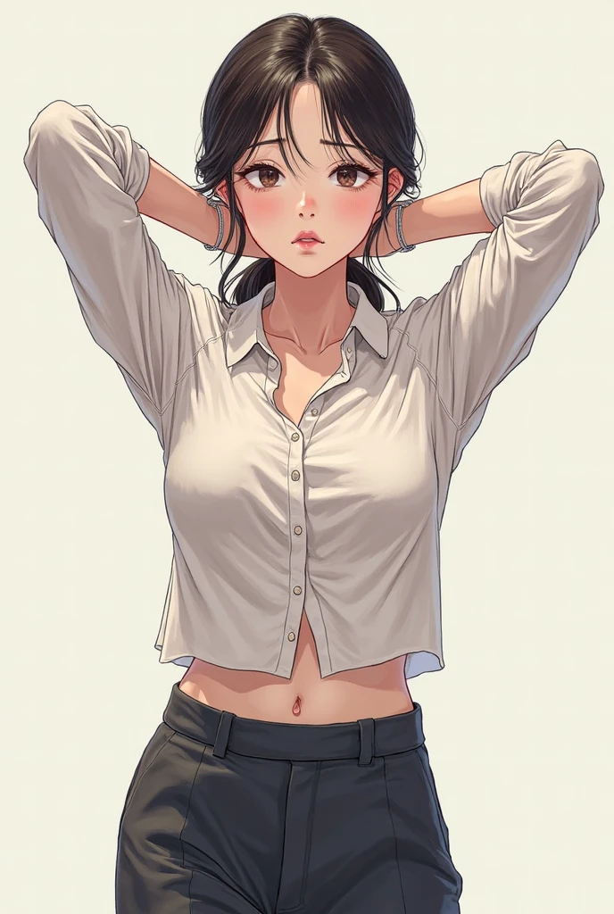 (((masterpiece, best quality, ultra highres, 1 girl, solo, no background))), super detailed skin and face and eyes and finger, beautiful japanese woman, small breasts:1.5, skinny, light brown hair, white background, very short hair, (an illustration of girl), Knee shot, Generate with illustrations, Various expressions, Various poses, Various Costumes, Please draw the entire character within the frame, ensuring that the head, arms, and legs are not cut off. The background should be simple, with the character positioned centrally,