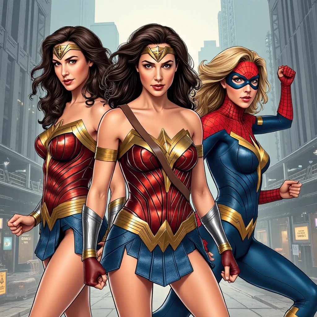  group of  woman suit   marvel 