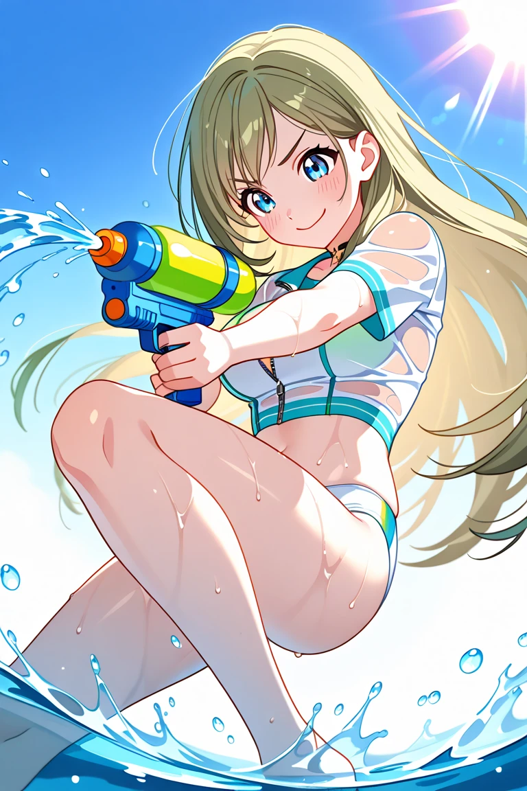 masterpiece, best quality,extremely detailed CG unity 8k wallpaper,
1girl,okita souji \(fate\), swimsuit,bikini,
smile,open_mouth,dynamic_jumping,sunlight,splash_of_water,happy,closed_eyes,selfie