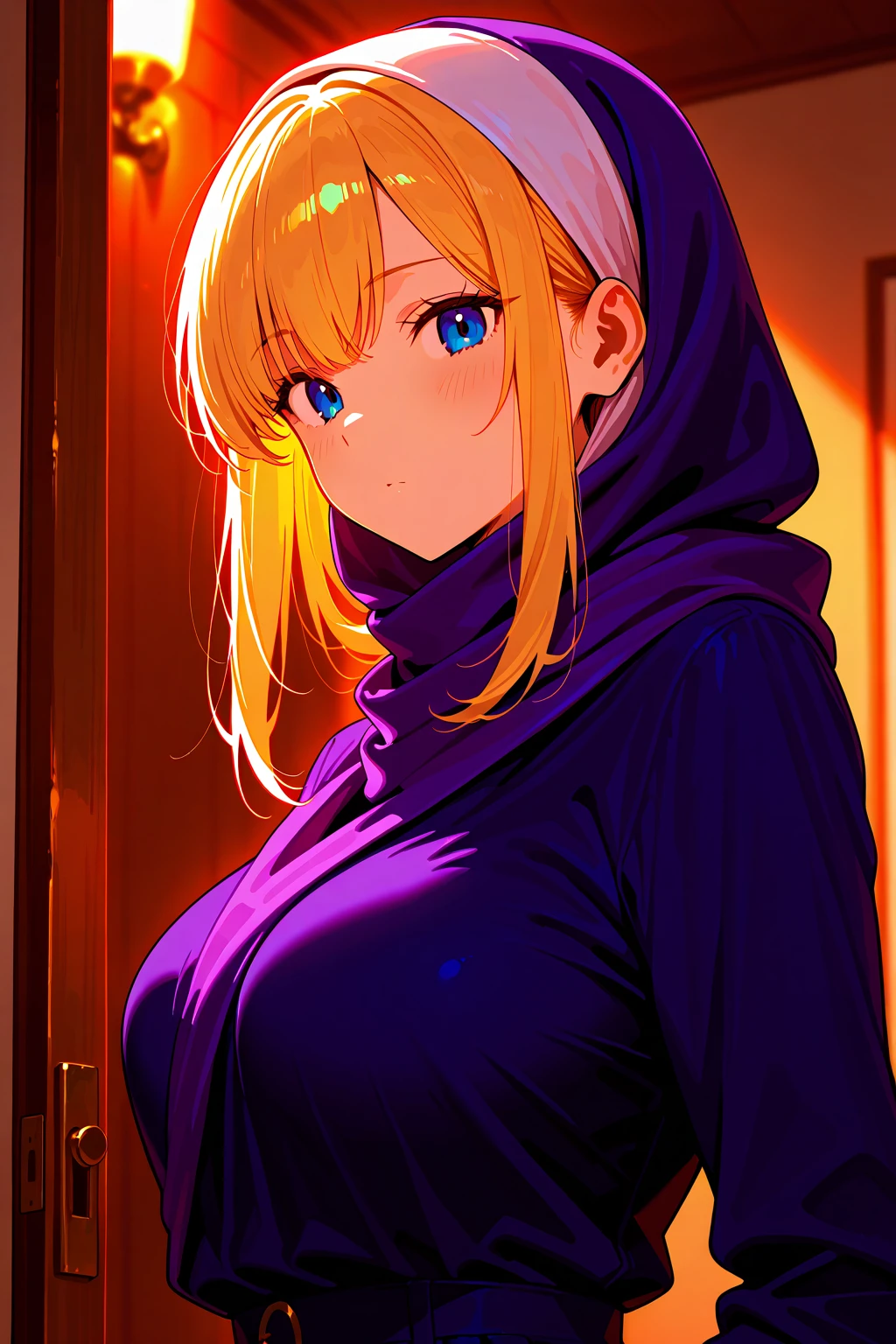 (Highres), (Detailed Illustration), Ultra-Detailed, Ambient Light, Backlighting, Realistic Shadows, Glowing Particles, Light Particles, Digital Art, Soft Light, Soft Lighting, Reflections, Detailed Face, (Detailed Hair:1.2), Dim Lighting, Indirect Lighting, Reflections, Detailed Face, (Detailed Hair:1.2), (masterpiece:1.4), (best quality:1.4), (Beautiful Breasts:1.4), (beautiful face:1.4),
(1girl:1.4),
upper body, cowboy shot,
bataan_comfy_cotton_jammies_\(azur_lane\), (standing:1.3), arm behind,
(animal costume:1.2), animal ears, animal hood, bangs, blonde hair, blue eyes, cat costume, cat ears, cat hood, brown cat tail, collarbone, drawstring, eyebrows visible through hair, fake animal ears, fake tail, hood, hood up, hoodie, long sleeves, looking at viewer, (pajamas:1.3), parted lips, short hair, slippers, solo, tail, white footwear,
(simply background:1.4),
<lora:Bataan_LoRA:0.6>,
<lora:more_details:0.5>,