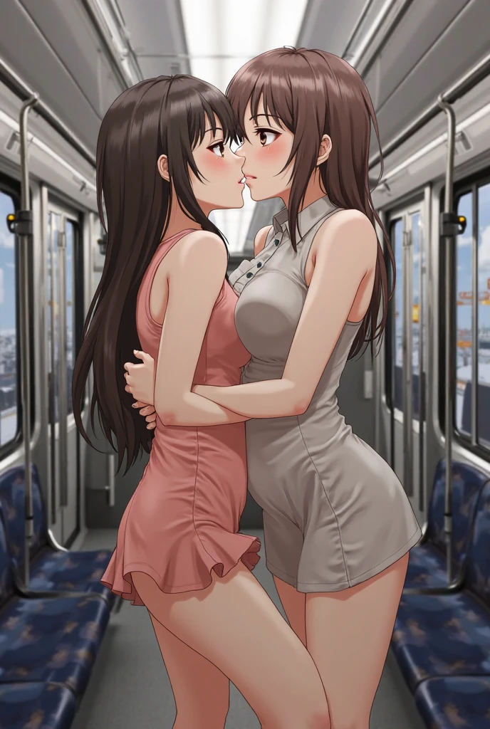 1. Beautiful Women, Big body, Asian Girl, ponytail, Contoured eyelids, Makeup eyelids, Sleeveless shirt, Pink Shirt, Cleavage, skirt, turquoise skirt, High heels, Cream colored shoes, Brown bag, Sit on the bus and sleep, Open your mouth, close your eyes、Love Jure