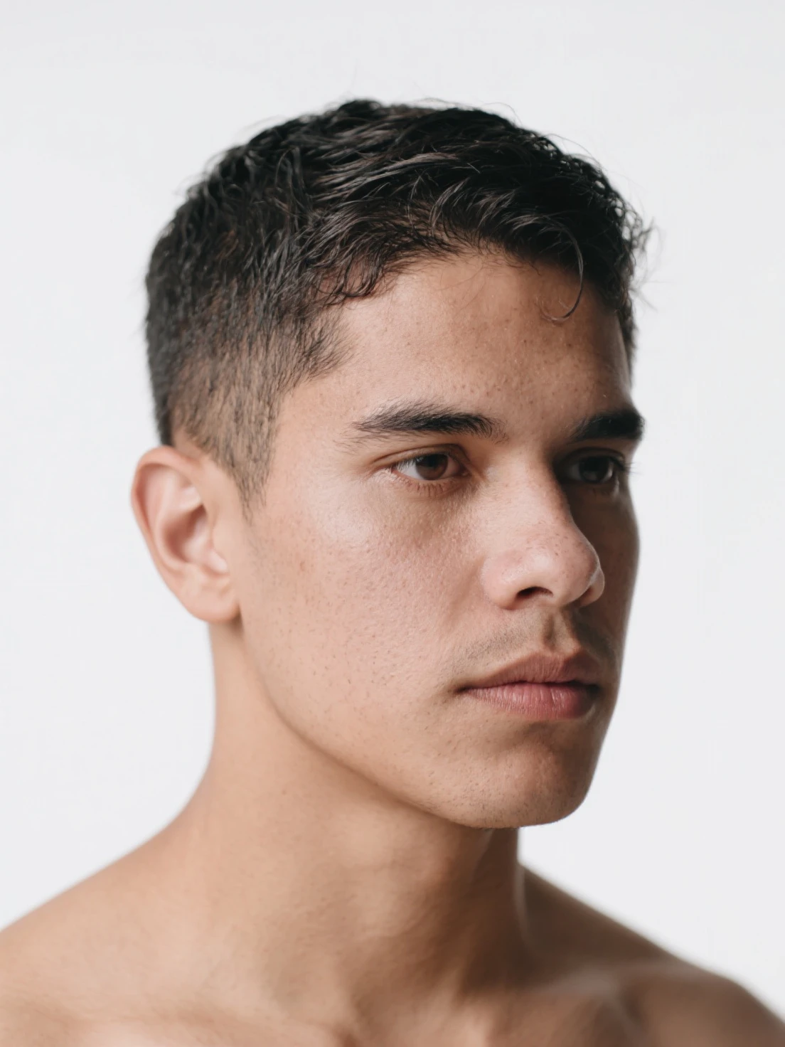 UHD, 4k, ultra detailed, cinematic, a photograph of <lora:vantablack style:1>
a man with a black hair and no shirt,solo,looking at viewer,black hair,1boy,closed mouth,collarbone,monochrome,upper body,greyscale,male focus,blurry,blurry background,portrait,realistic , vantablack style, super-black coating style, dark coating style
<lora:Low-key lighting Style:1>, epic, beautiful lighting, inpsiring