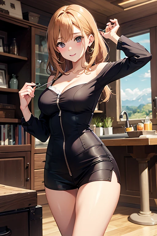 anime, beautiful face, highly detailed face, 2 accurate legs detailed eyes, highly detailed background, perfect lighting, accurate arms, accurate hands, accurate fingers, beautiful blonde hair, full body, 1girl, solo, ruby hoshino, oshi no ko, indoors, detailed heels, black heels, detailed thighhighs, absurdres, high res, ultrasharp, 8K, masterpiece, looking at viewer, teasing smile, elegant pose, clubbing, in a nightclub, beautiful nightclub outfit, beautiful pencil skirt, (hands on breasts:1.2)