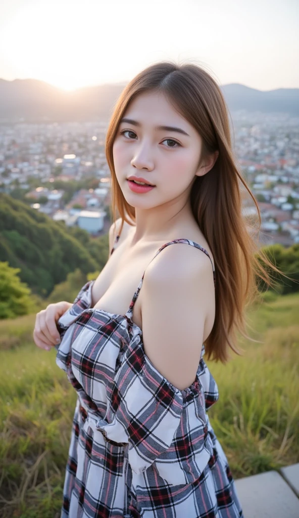 cute,  アイドルのようにcute16歳少女、Smiling Kindly、Cleavage、Nipples are visible、Small size breasts、Forest campsite at night、Dim lighting、bonfire、whole body、RAW Photos、Genuine、Real、Realスティック、Raw photo、High resolution、Life、No copyright notice