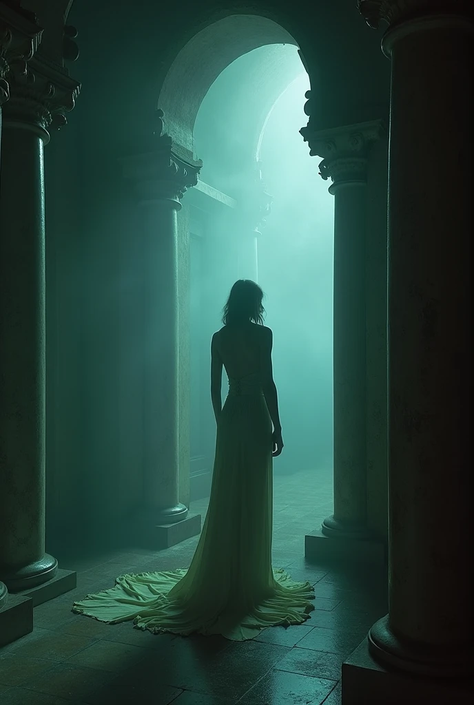 ((top-quality、8K、​masterpiece：1.3))Abandoned military installations,decrepit，Broken，long distance、mid night、Fantastic photos、dilapidated building，Buildings overgrown with plants，Japanese style architecture、Sexy Standing Pose，portrait of a full body（1：2），A 24-year-old girl，Slender and slender figure，skinny、Smaller bust，knee high socks、Random exposure of genitals，face to the viewer、2 a.m.、A detailed face、Natural look
