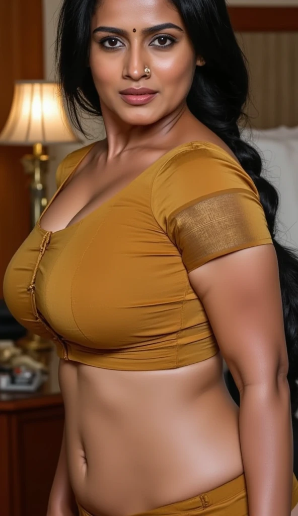 Foto RAW, photorealistic, photography, full body shot, master shot, perfect eyes, goddess like beauty, pierced eyes, perfect thick chubby mallu Desi aunty bhabhi, Wearing a Stanapatta, a chest-band.Saree model, model Photography, Indian saree shoot, Indian traditional wear advertising photography, traditional wear brand shoot, face of Indian actress Sonakshi Sinha, masterpiece, realistic, realism, incredible details,  pleasure, photorealism, detailed skin, skin pores, high contrast, photorealistic Artstation 8k HD digital art trend of high definition and detailed realistic skin texture, ultra detail, realistic skin texture, armature, best quality, ultra high definition, (photorealistic:1.4),, high resolution, detail, raw photo, sweat, Re sharp, by Lee Jefferies Nikon D850 Film Stock Photo 4 Kodak Portra 400 Camera F1.6 Lens Rich Color Ultra Real Realistic Realistic Textures Dramatic Lighting Unreal Engine Trending at Art Station Cinestill 800,(pele altamente detalhada: 1.2), 8k UHD, DSLR, soft-lighting, alta qualidade, grain of film, Fujifilm XT3,she didn't like to wear blouse or bra, she is happy to wear only saree, she hates blouse or bra, detailed hairy armpits, hyper realistic skin, skin pores, sweat, veins, 