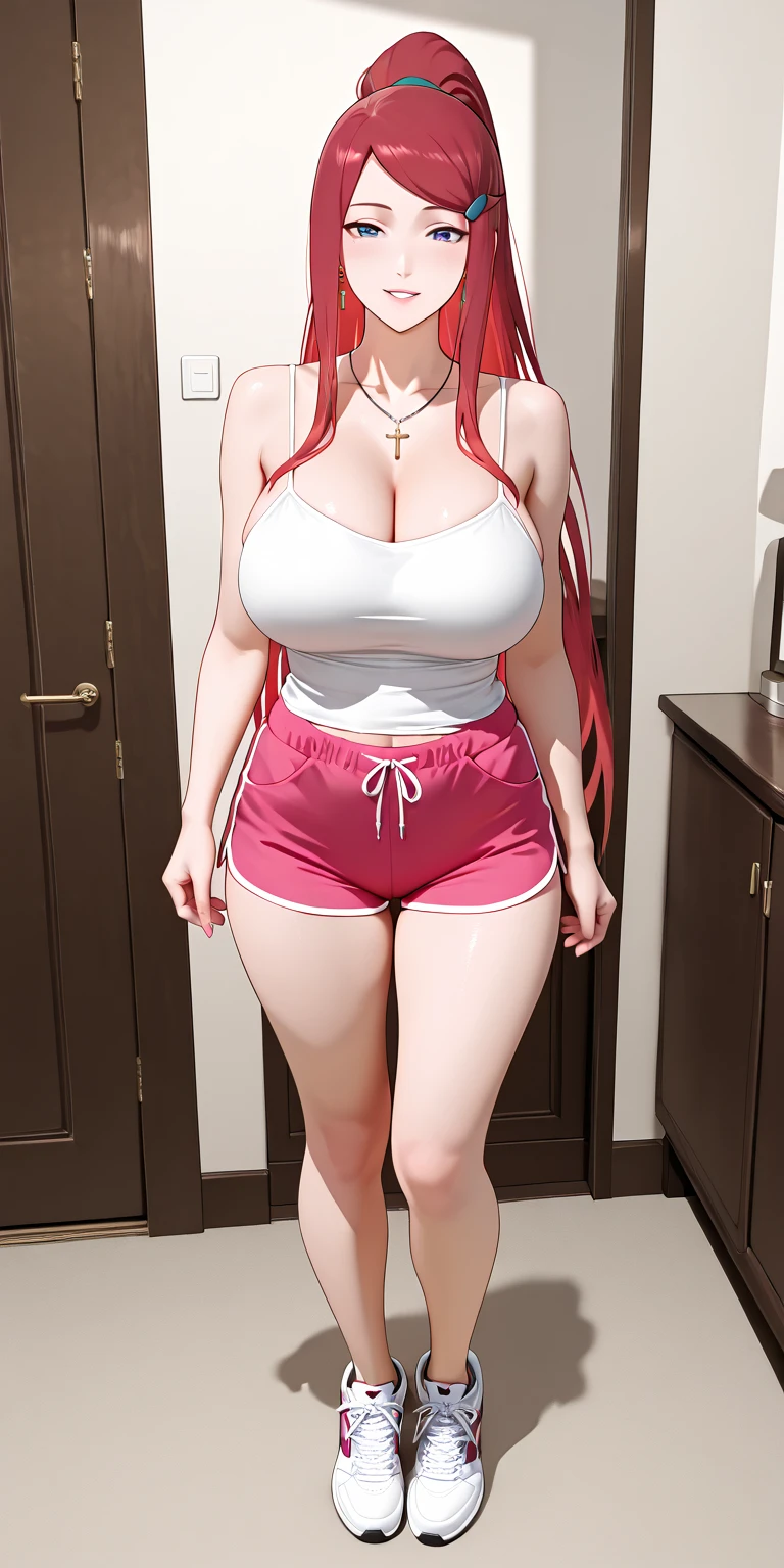 Lori huge breasts cleavage ，Pink hair ，Wear pink lace lingerie ，Also wearing white fishnet socks ，At home，  Plump butt ，Face away from the camera ，Butt to the camera ，shyexpression ，Tears in my eyes，lovely and delicate 。chiquita，underage，photorealestic，tmasterpiece。