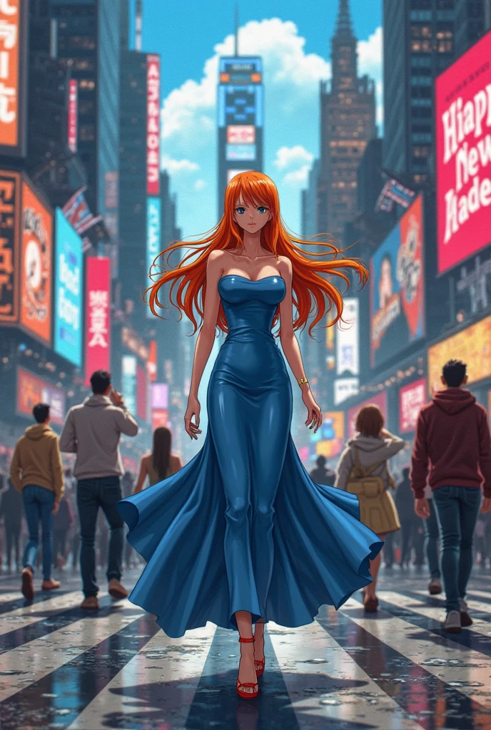 Redhead, dark-skinned girl, Bob haircut, ganguro girl, Two girlfriends, muscular legs, muscular calves, Strong legs, muscular hips, wide thighs, Curvy hips, high-heeled sandals, tights in a net, Stiletto heels, Long dress with slit, large ring earrings, He really wants to pee, running down a crowded street, foot on foot, wants to pee, desperately wants to pee, wants to urinate, An expression of shame on his face, He pinches the crotch with his hand, Knees clenched, Hips clenched, Tense posture, embarrassment, crying, tears in my eyes, bites his lower lip, full bladder, terribly wants to go to the toilet, anatomically correct, Realistic,