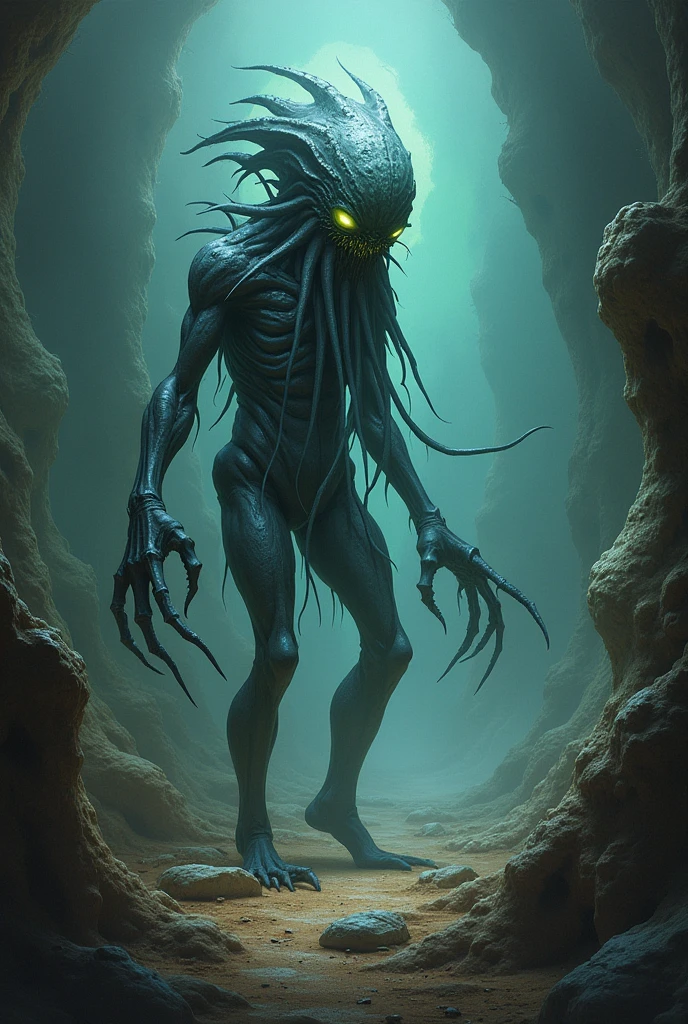 (evil cosmic horror made from black oil, (cthulhu kaiju inspired by hr giger:1.3), (made from black slime:1.5), razor sharp teeth), barren landscape, (oil wells, oil pump:1.2), tar pits and poisonous fumes, ash, lifeless and dead, dead twisted trees, cinematic film still, directed by Denis Villeneuve|Zack Snyder, steampunk masterpiece, (victorian style:1.2),