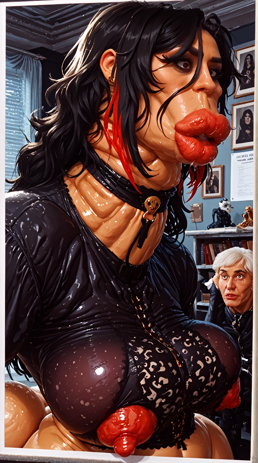 penny parker, (work of art, best qualityer:1.2), details Intricate, 1 girl, May, make up, lipstick, shorth hair, jewerly, cups, amulet, elbow gloves, (mature woman:1.2), big-ass, shorth hair, oral sex, 1 boy, penis