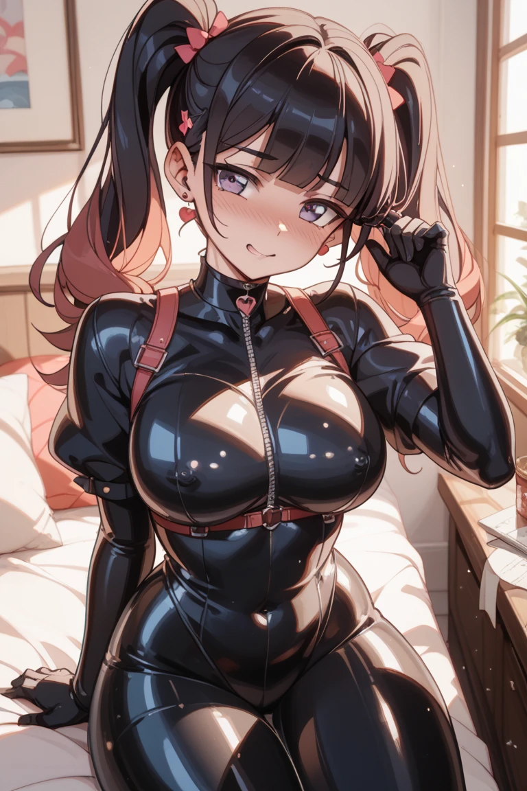 ((Akeno Himejima)), ((black latex nurse uniform)), (black elbow latex gloves))