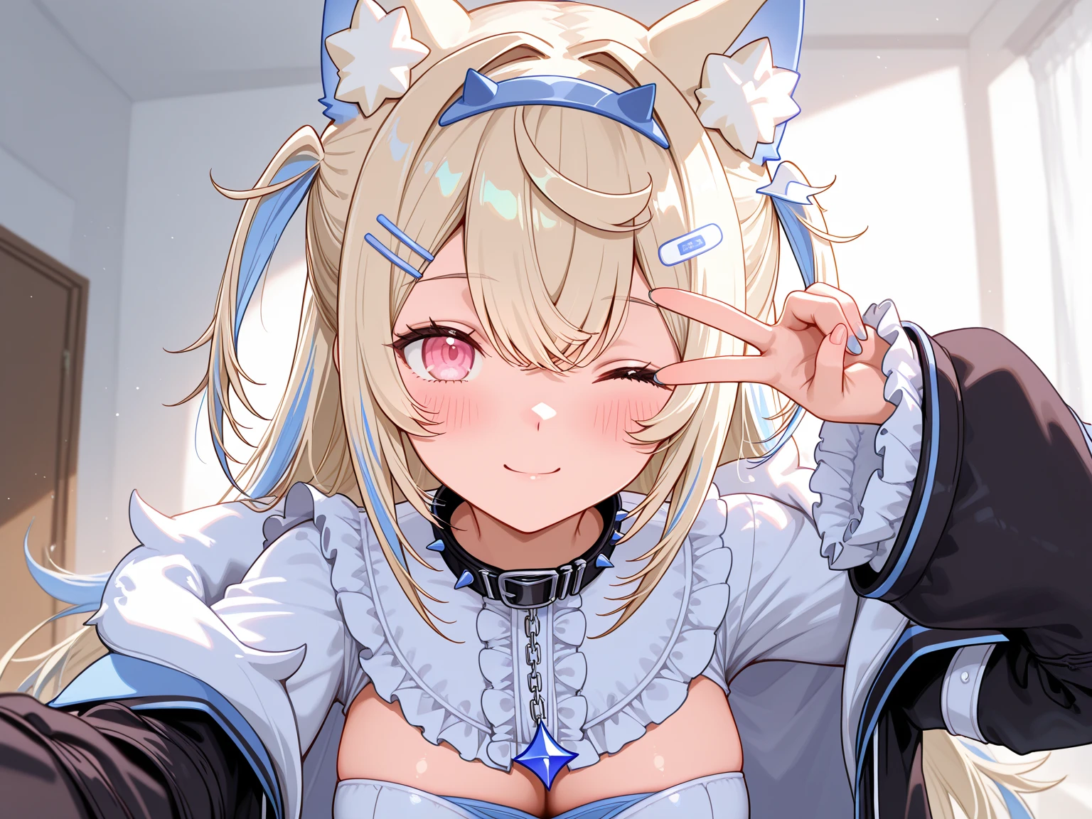 <lora:Something:1>, 1girl, blonde_hair, yellow_eyes, cross-shaped_pupils