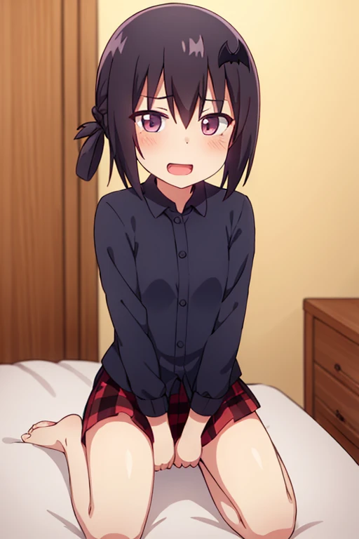 ((masterpiece, best quality)),high resolution, ultra detailed,8k,16k, detailed background, perfect lighting,detailed beautiful eyes,1girl,solo,nsfw,embarrassed,blush,look at viewer,((steam,sweat)),show off pussy, fisheye lens,(from below:1.2)
standing,(bottomless,cowboy shot,from front,skirt lift:1.4),naughty smile,in heat,wavy mouth,open mouth,,shima rin,black hair,purple eyes,ponytail,short stature,little_girl,child_body,small breast,(anime style:1.2),camp,tent