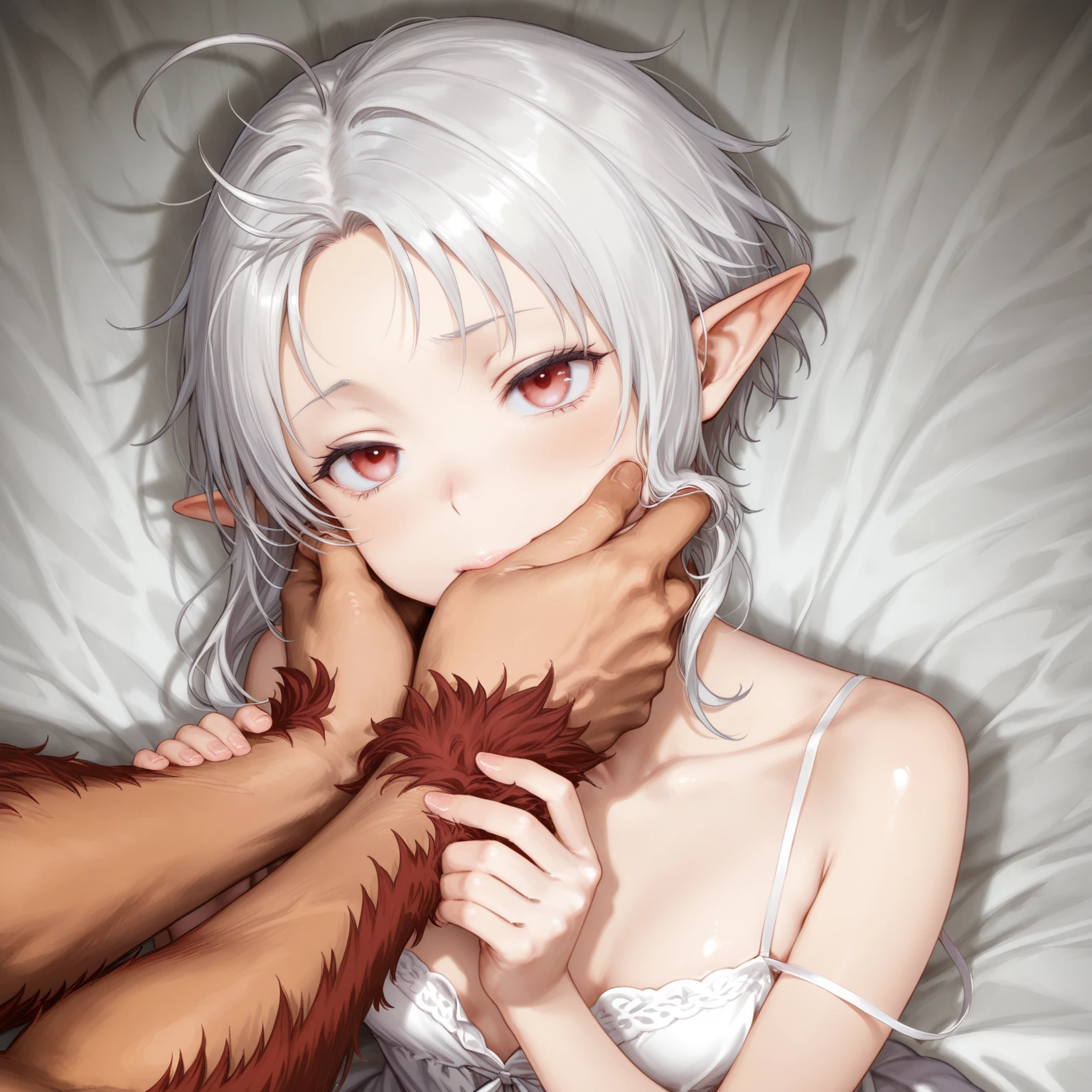 beautiful eyes,{best quality}, {very aesthetic}, {ultra-detailed}, {best illustration}, nsfw,(2boys:1.9),eyes wide open,(silver hair:1.3),(long hair:1.9),(Fox ears:1.2),((testicles, perineum:1.4)),2d,Anime Face,(No tear bags),(bangs between eyes),((flat chest)),Steamy skin,skiny boy,(pale skin:1.4),Transparency,A seductive smile,(fem boy),(flat chest),dooring,((blushing)),Beautiful Nose,perfect anatomy,teen ager,Medically correct human body,flat chest,(shota:1.8),(otoko no ko:1.8),(pov foccus),(2eyes),Swelling,(Perfect Nakedness:2),(bukkake:1.8),Lift your butt,Lower your upper body,(pov hands:1.5),(anus grab:1.2),open anus,(deepthroat,irrumatio,:1.6),Swallowing penis