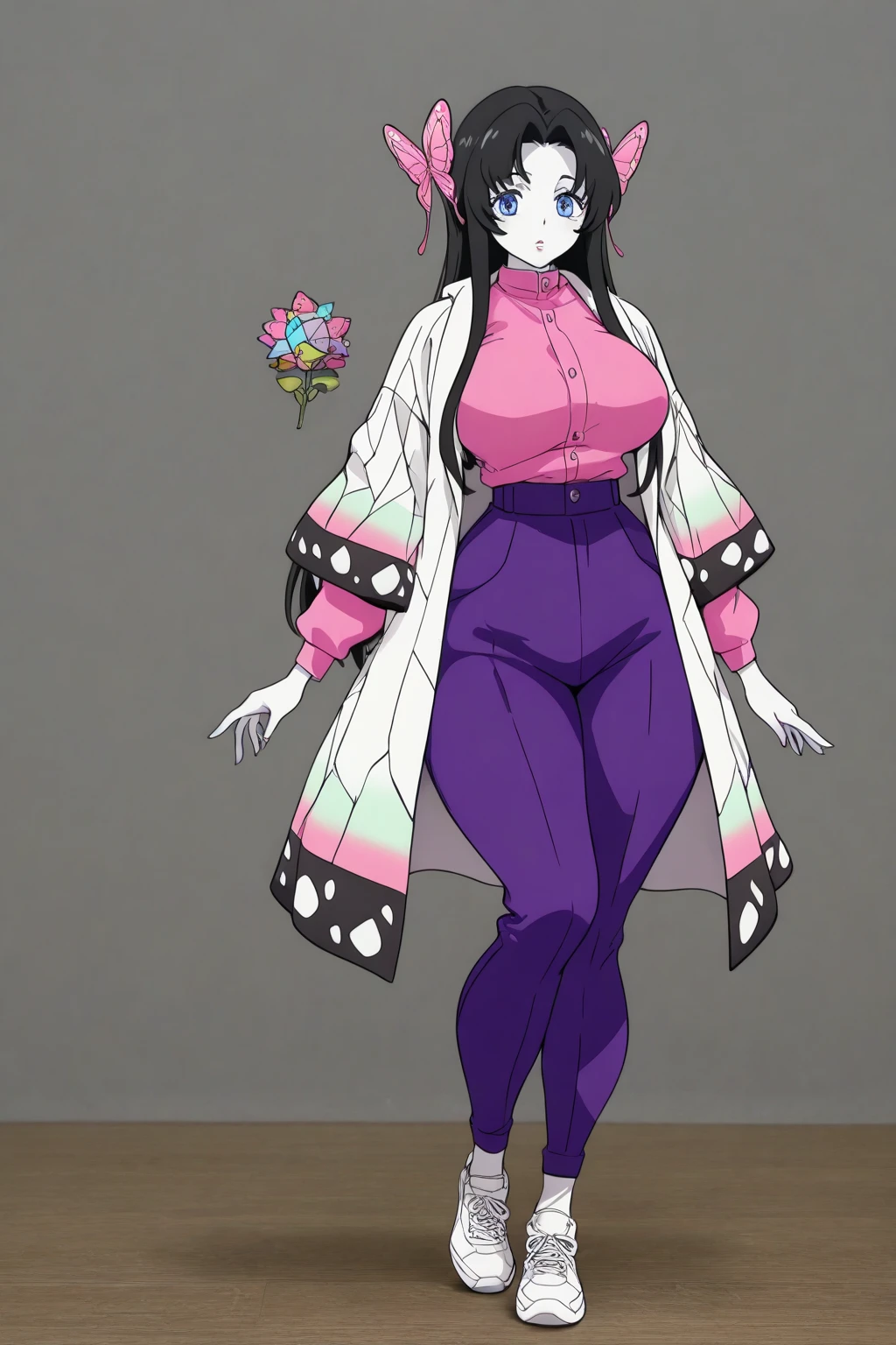 One person, ghost, alone, monster Girl, blush, Large Breasts、Torn clothes, White yukata, Pale skin、Purple Hair, Red eyes, White background,