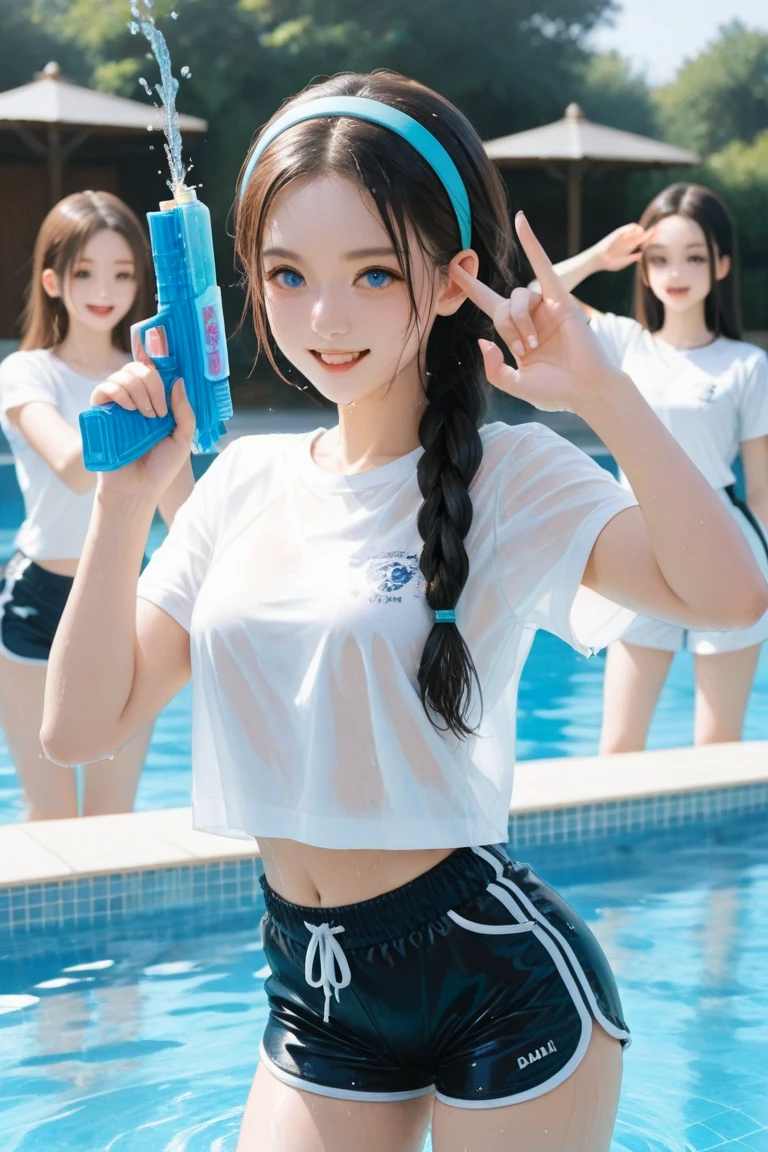 Girl in wetsuit with water gun and water gun, Wen Feiye, Wet t-shirt, Japanese model, sexy girl, Chinese girl, Korean girl, Yanjun Chengt, Thai girl, beautiful asian girl, Cute girl wearing a tank dress, Wet shirt, beautiful south korean women
