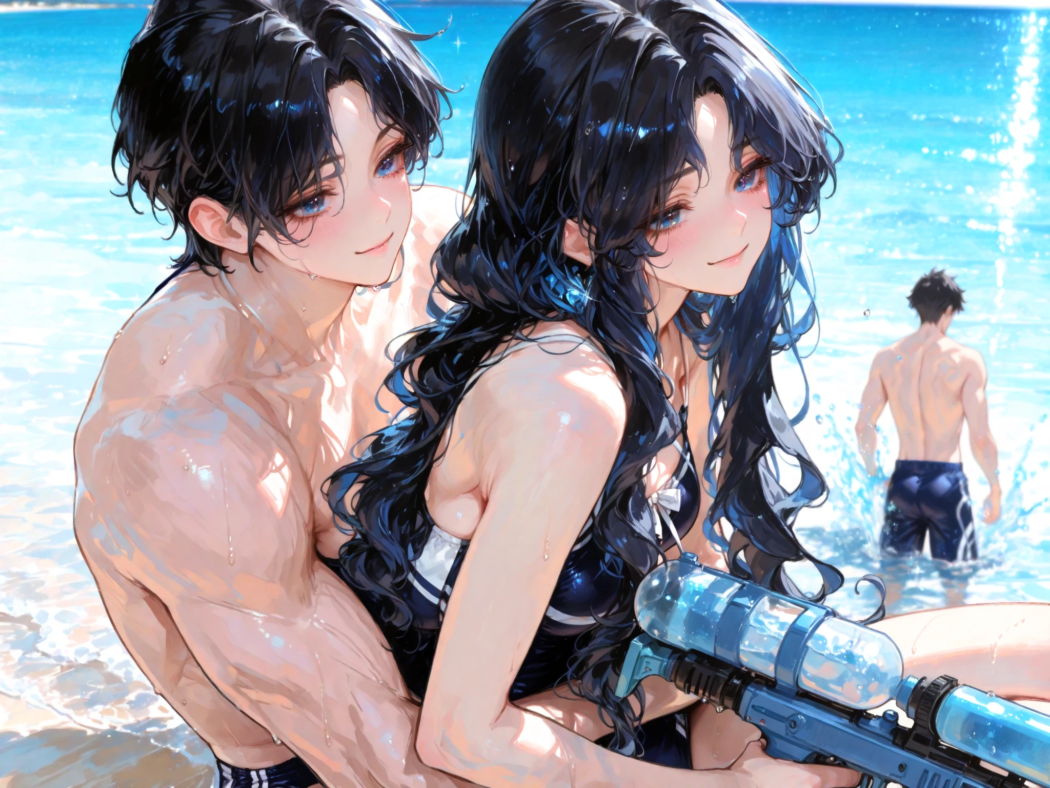 This image has to be anime. There are two Assassin boys who are completely naked and having sex in a sea of blood. One of the two boys has fair skin, but one of them has hair dyed pink and the other is dyed green. The two boys are then hugging and kissing each other and are covered in blood. One of them has brown eyes and the other has blue eyes.