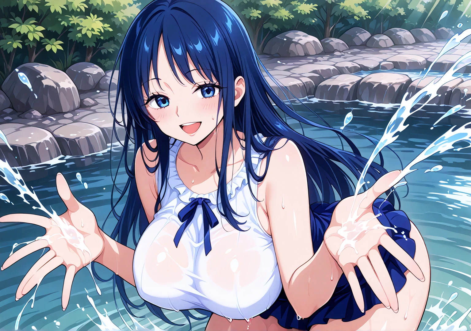 ultra-detailed,
master piece,best quality,high resolution,
beautiful eyes,detailed eyes,detailed face,
beautiful detailed eyes,symmetrical clear eyes,
1girl,18-year-old,Muscular woman, Guan Yu Yunchang,Dark Skin,Fingerless gloves,abdomen, Earrings, Long hair tied low,( Hair on one eye:1.2),One eye hidden by hair, clean, Beautiful Face, Pure Face,Shiny Hair, Inner hair color, Hair Details, Long eyelashes, Braiding, (Beautifully detailed eyes and face), (Sexy pose:1.2),nsfw,(Armpit:1.5),(Plump:1.4),(Too thick thighs:1.1),Big Ass,Big Breasts,thick nipples,erection of nipple,pepperoni nipple,(Flabby belly:1.2),(ArmpitSweat:1.5),(赤らんだArmpit:1.2),(脂ぎったArmpit:1.5),(マンコのようなArmpit:1.1),Sweat,(Squat:1.6),(Leg spread:1.5),spread legs,m legs,(cumdrip:1.6),(sperm 1.5),Big nipples,(Long Tongue:1.1),saliva,pubic hair,Estrus,vapor,blush,Orgasm Facial,Opera gloves and knee socks,(bukkake:1.8),(ahegao:1.2),facial,from below,ass pov,cowgirl position,Wet,(female masturbation:1.5),pussy juice,female ,Muscular body,(Extremely short sailor uniform:1.5)