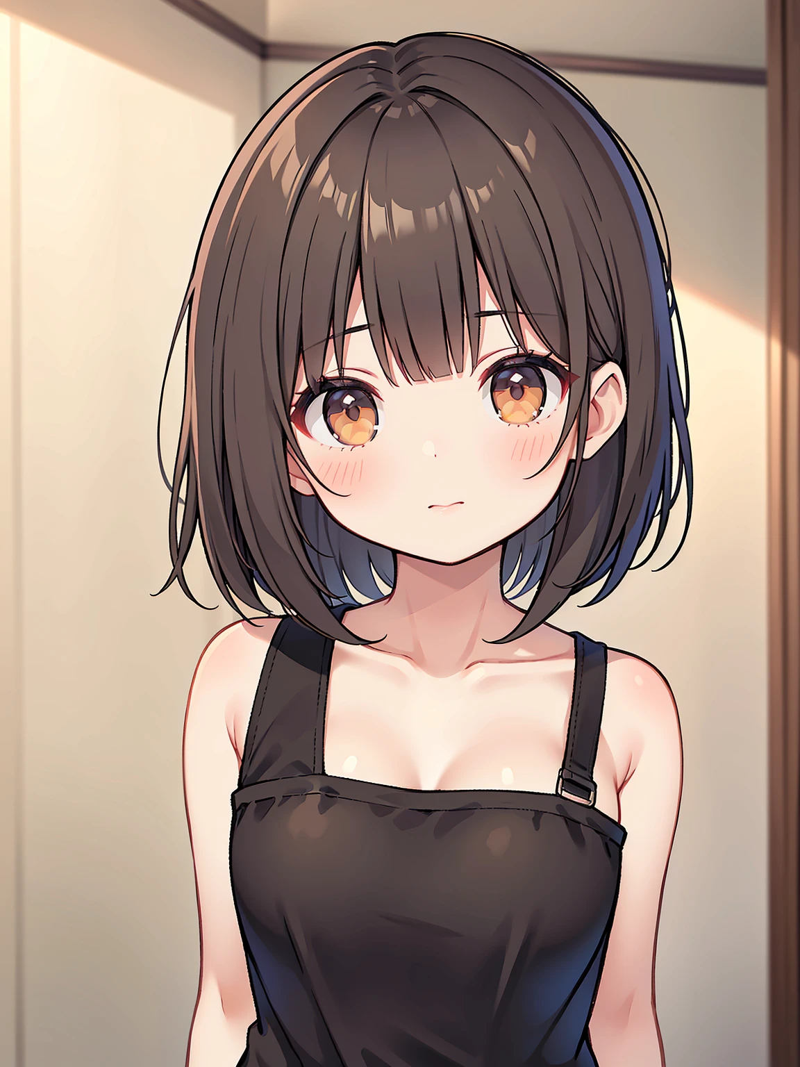 woman、No good!、Dissatisfied look、Looking up、Brown Hair、Bobcut、bra