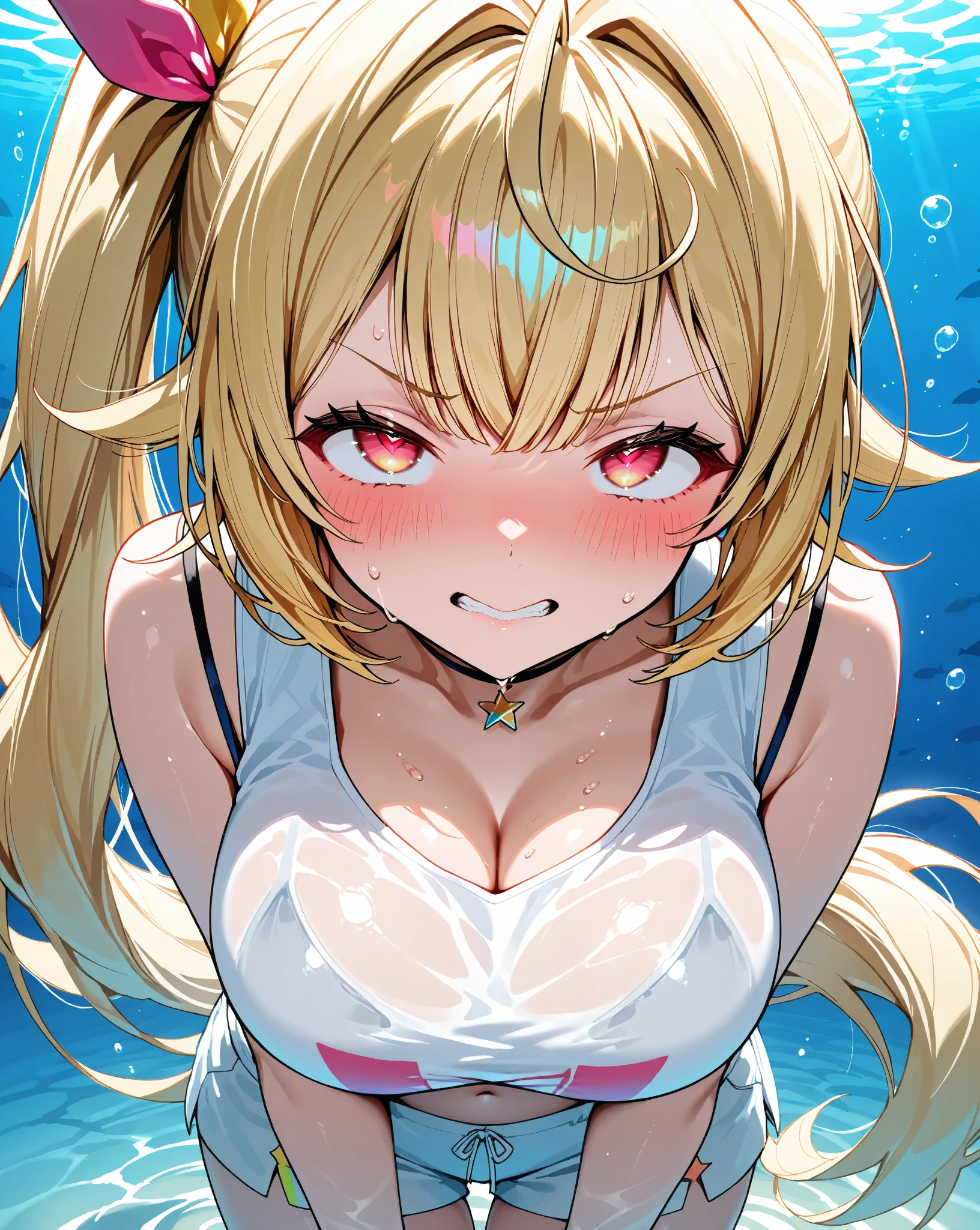 (masterpiece:1.2), (highest quality:1.2), boxing, perfect face, perfect lighting, no background, 1 girl Cat ear ((big breasts)) (((White bikini with transparent nipples))), blonde blue eyes , ((Webby Hair)), noble long hair, cute eyes, Medium chest, ((((bright)))), , vivid description, abs, Tsurime, open mouth,, smile, nude, medium breast, ((from above)), ((front)), open mouth, Vivid depiction, ), Are standing (tooth), ((looking up:1.3))), (face close up:1.4), ((((((cum on body)))))), jig eyes, ((((((cum on hair)))))), (((pupils))), ((simple eyes)), (((((cross-eyed))))),(Sweat) ((((((punching)))))), (((groves))), arms up