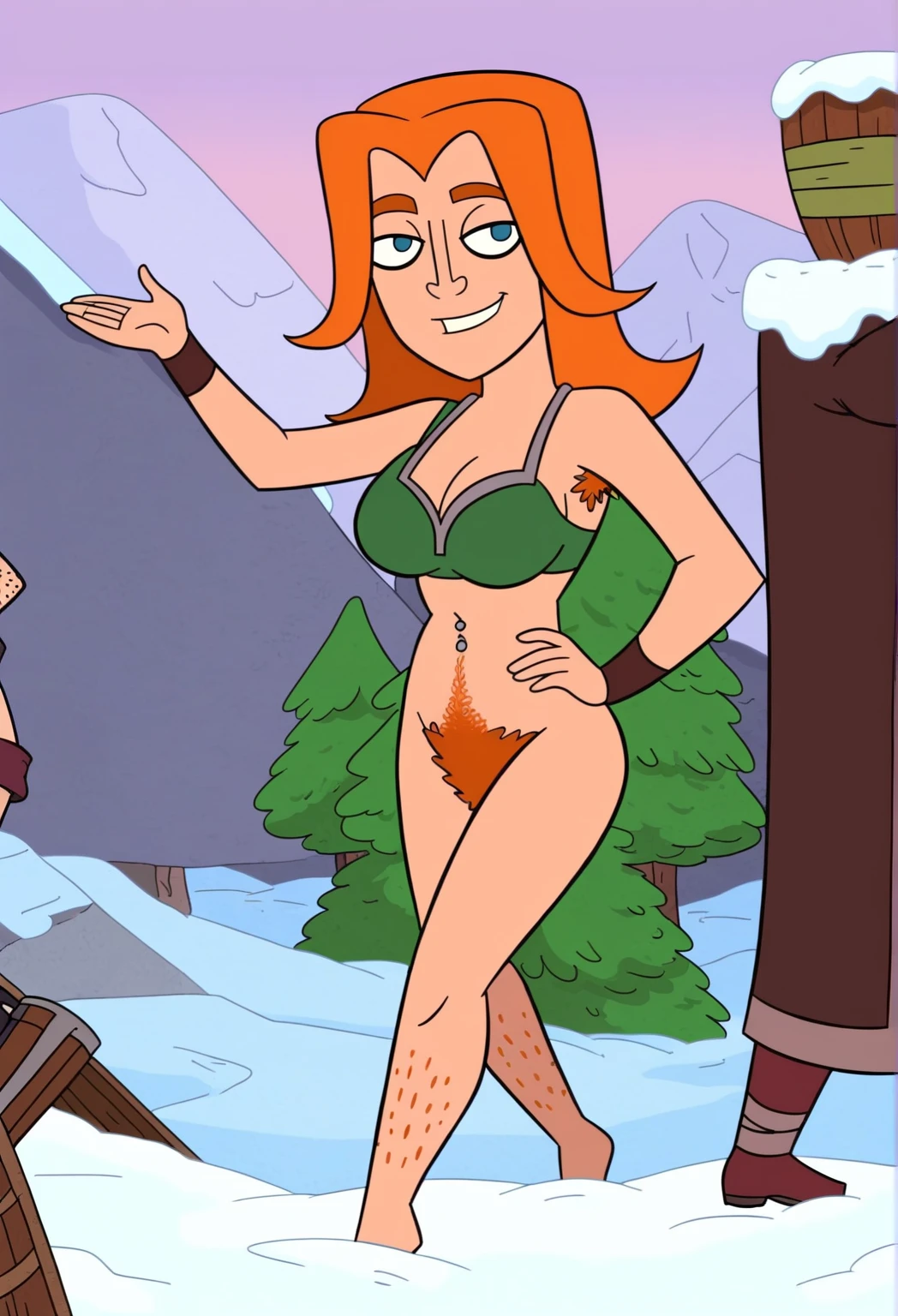 wendygf, body freckles, smile, standing, hat, (thigh high socks:1.2), bracelet, choker, necklace, completely nude, pussy, hand on hip