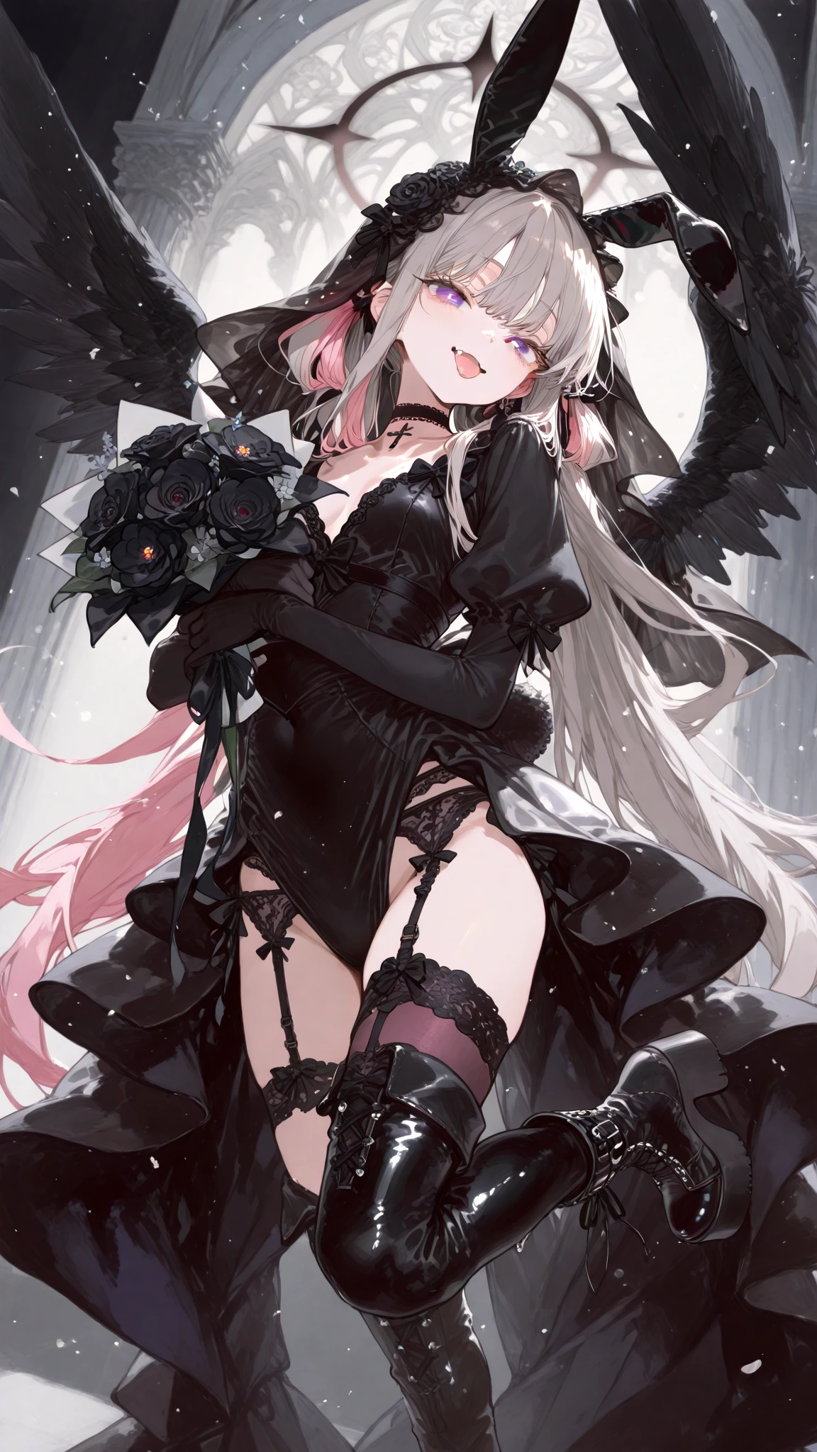 ((best quality)), ((masterpiece)), (detailed), 1girl, Character design, female, dynamic poses, long white grey hair, grey white eyes, very skinny, detailed, best quality, no accesoires around the neck, no shoes, prominent collarbones, skinny arms, flat stomach, visible hip bones, full body, blank white background, plain background, white background, red and white clothing, Bloodborne inspired, occult aesthetic, occult, detailed and intricate steampunk and detailed gothic, NSFW, Very dramatic and cinematic lighting, cosmic horror, grim-dark, side-lighting, perfect face, NSFW, Fluttering lace flared long knee length dress with frilly petticoats, knee length dress, pleated petticoats, petticoats gothic, complex lace boots, side-lighting, gothic aesthetic, wielding a mighty sword with mechanical components, mandalas, a fairy, various different types of insect wings, NSFW, full body, whole body, body, plain background, white background, blank background, no background, white background NSFW, chains, full body, whole body, head-to-toe NSFW
