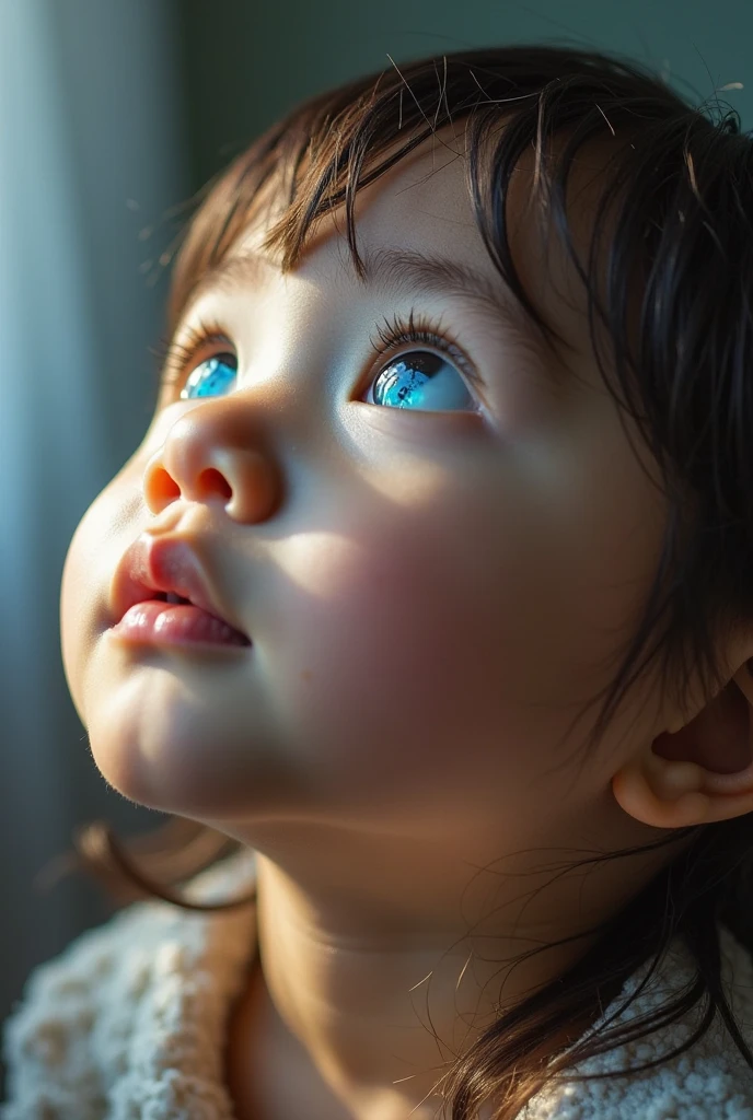 picture of crying child looking up