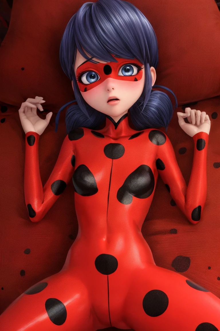 (big muscular female bodybuilder, beautiful detailed eyes, beautiful detailed lips:1.1,strong physique, two short pigtails, pink (a bright red mask with five black spots that are in a symmetrical design around her eyes, a luminous vivid red superhero jumpsuit with a black turtleneck collar and black spotuscle are( muscle's visible in clothes)), lifting weight, muscular arms and legs:1.2, toned abs, powerful expression,sweating:1.1, bed background:0.9, intense focus:1.1, vibrant colors, dramatic lighting),rippling muscles,sturdy frame,dark tan,fit around the waist,tight abs,strong arms and shoulders,intense expression,determined look,well-defined muscles and veins,straining muscles,artistic pose,steely gaze,side lighting,powerful presence,vivid colors,dynamic composition,studio lighting,physically-based rendering,athletic build,bodybuilding silhouette,professional,gritty texture,bokeh.