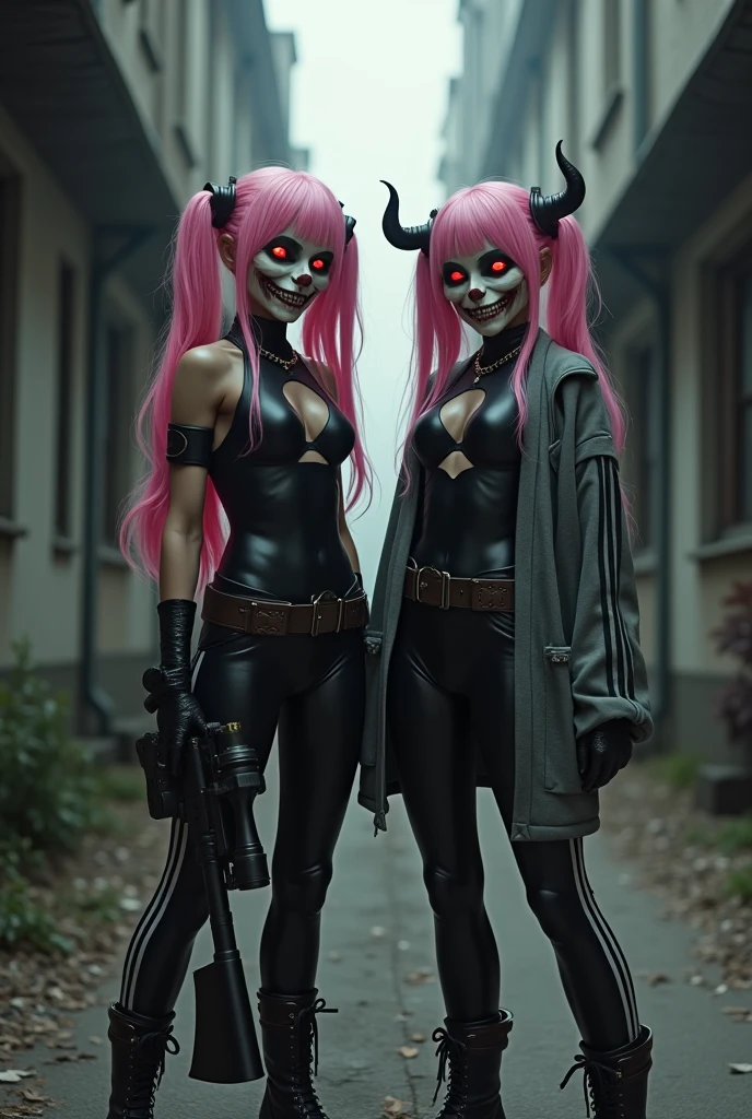 (8k, Raw photo, best quality, masterpiece), ultra high resolution, (realistic, photorealistic), 1 girl, 18 years old, emotionless, only, long purple hair tied, Blue eyes, black horns, Waifu. Big  ((95C)) very thin and perfect body

Professional lighting, Detailed lighting, backlighting, depth of field, Natural lighting, intense concentration, professional photography, Detailed eyes, realistic eyes, detailed shadow.

In casual, in a fantasy city, with dragons in the underworld
