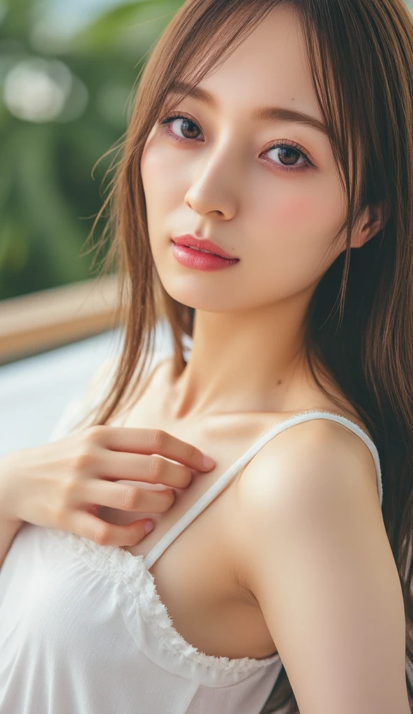 Cute Japanese Women Photos, smile:1.78, 20-year-old, oil, One Length Hair＆Hair straightening balm:1.55, (photo Realistic:1.4), (hyper Realistic:1.4), (Realistic:1.3), (Smoother lighting:1.05), (Improving the quality of cinema lighting:0.9), 32K, 1 person,20-year-oldの, Realistic lighting, Backlight, The light shines on your face, Ray Tracing, (Bright light:1.2), (Improvement of quality:1.4), (Highest quality Realistic textured skin:1.4), fine grain, Detailed face,(smile:0), (Emphasis on face close-up:1.3), (Enhances the beauty of skin texture:1.1),((Extremely precise and accurate anatomy:1.0)), (Enhances the beauty of skin texture:1.1), Clean and glowing skin, mesh, thin:1.2, (Realistic:1.3), Realisticなライティング, (Smoother lighting:1.05), 32K, One Japanese woman, fine grain, Detailed face, (Film Grain:1.1),(Accentuates body lines:1.1), High resolution, Natural look, Kind eyes, Improves hair quality, Delicate light and shadow, Transparent muscles, Graceful pose, Beautiful Eyes, Sharp details, Soft light reflection, Beautiful contours, Delicate skin tone, Fine hair texture,Cute Japanese Women Photos,